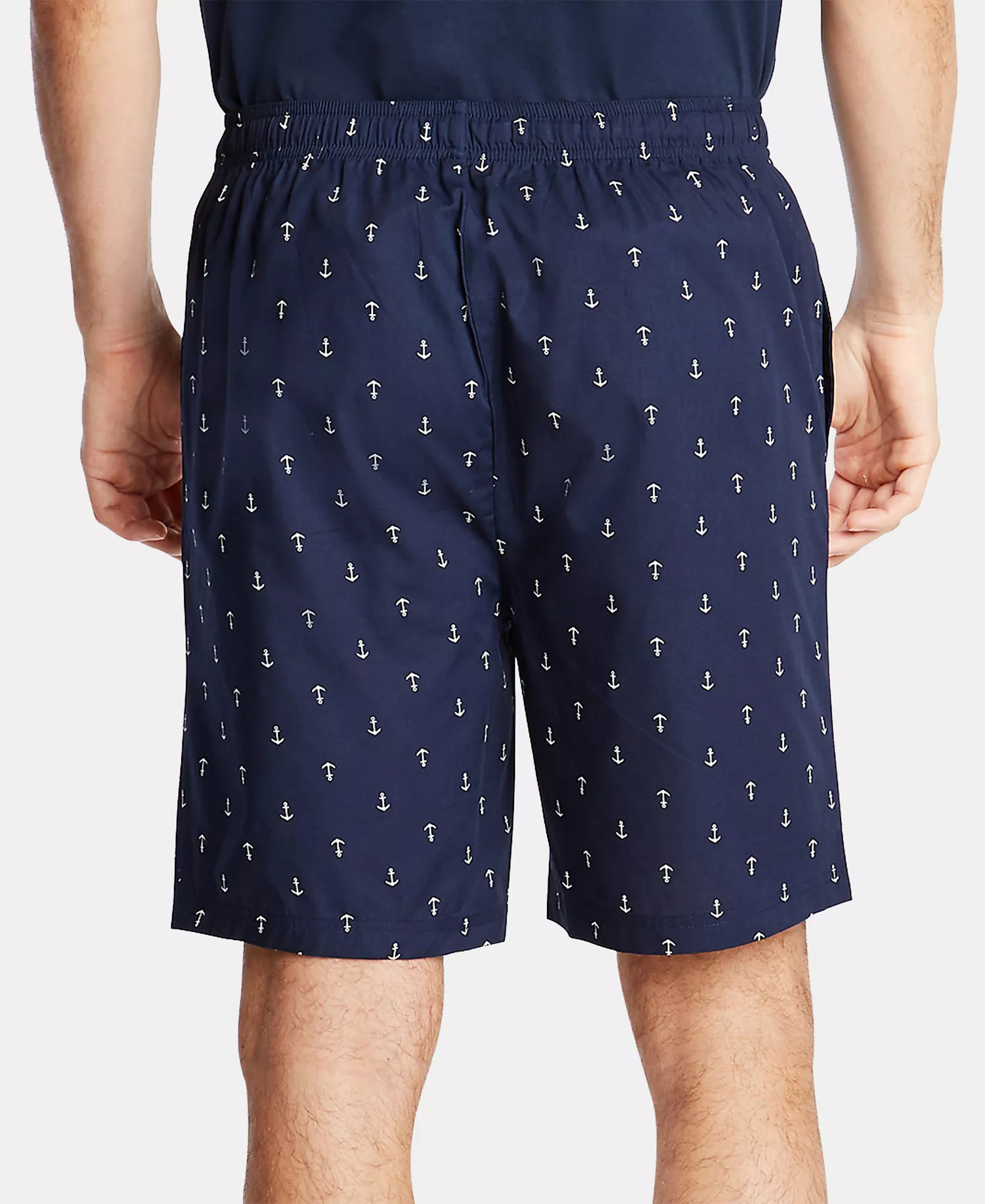 Men's Cotton Anchor-Print Pajama Shorts - Maritime Navy - M