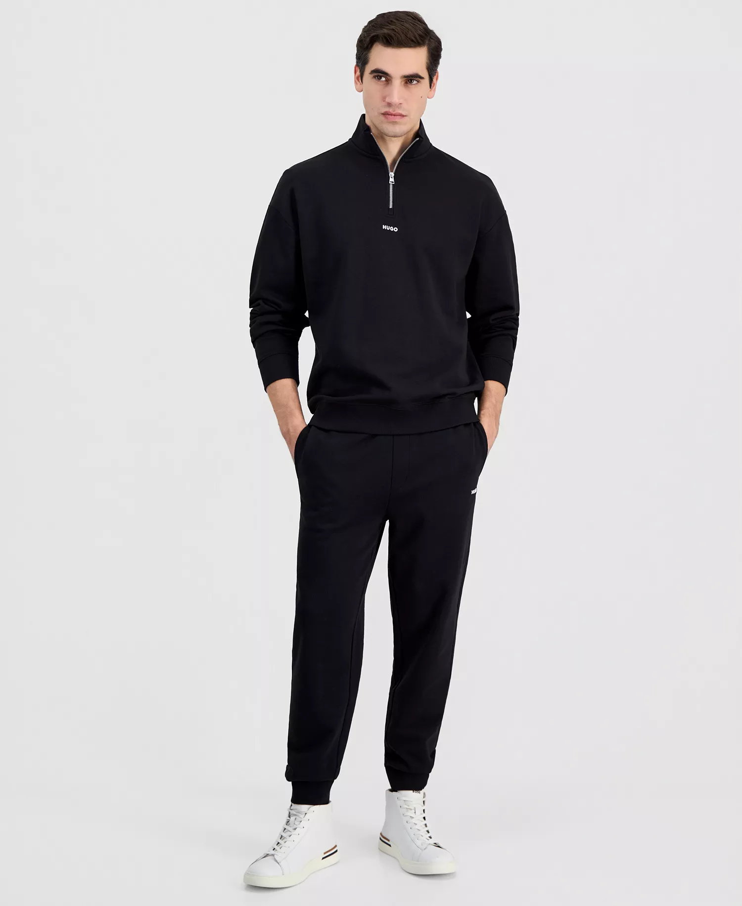 Men's Durty Relaxed-Fit Half-Zip Sweatshirt - BLACK - S