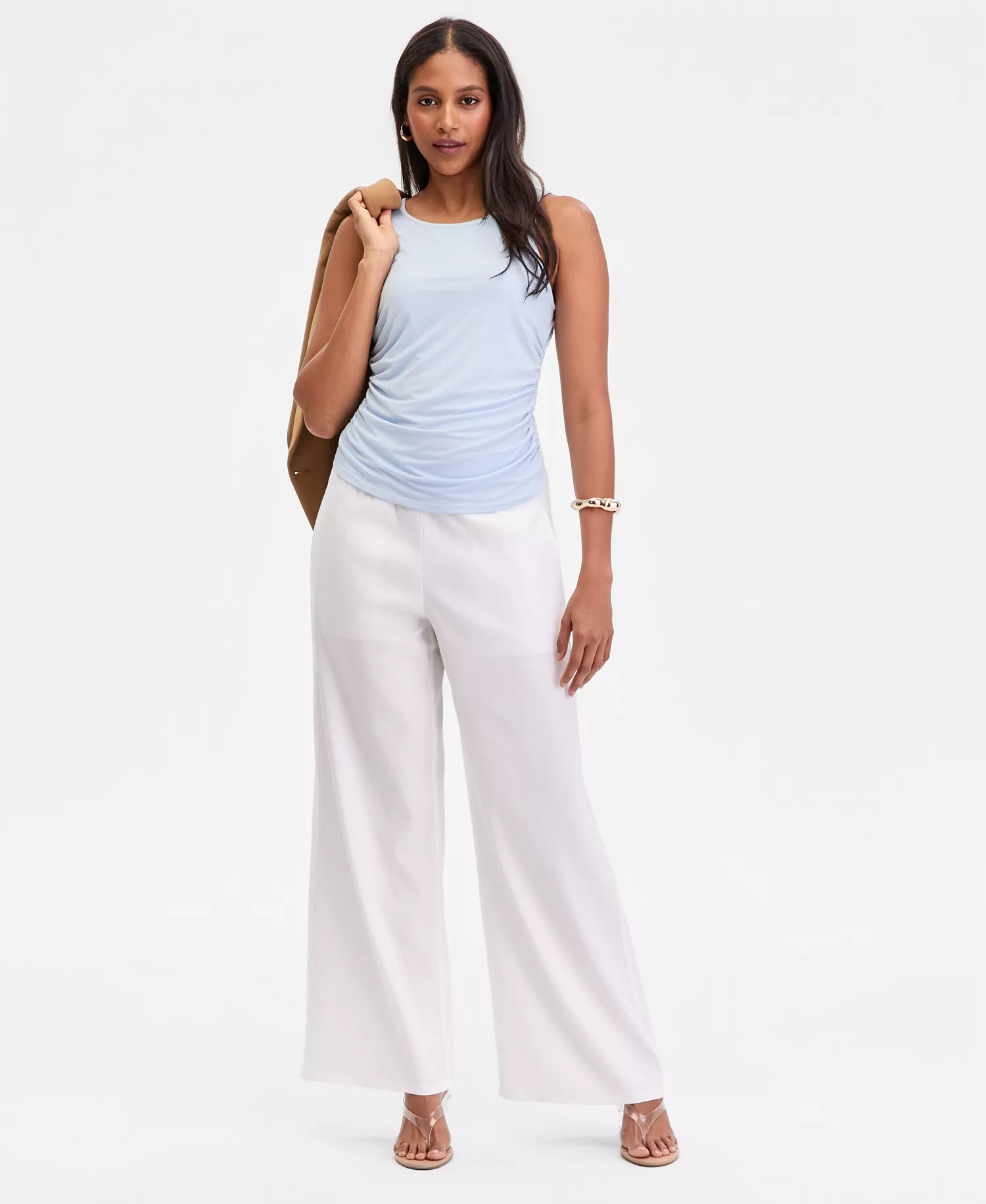 Women's Luxe-Layering Jersey Ruched Tank, Macy's Exclusive  - Bliss Blue - L