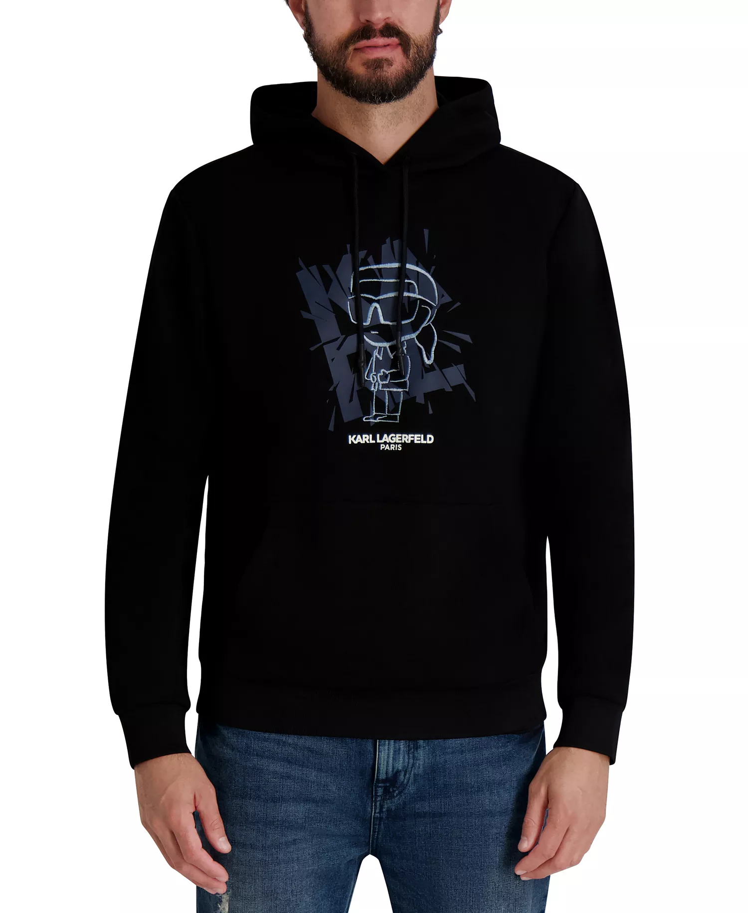 Men's Embroidered Oversized Pull-On Sweatshirt - Black - 2XL