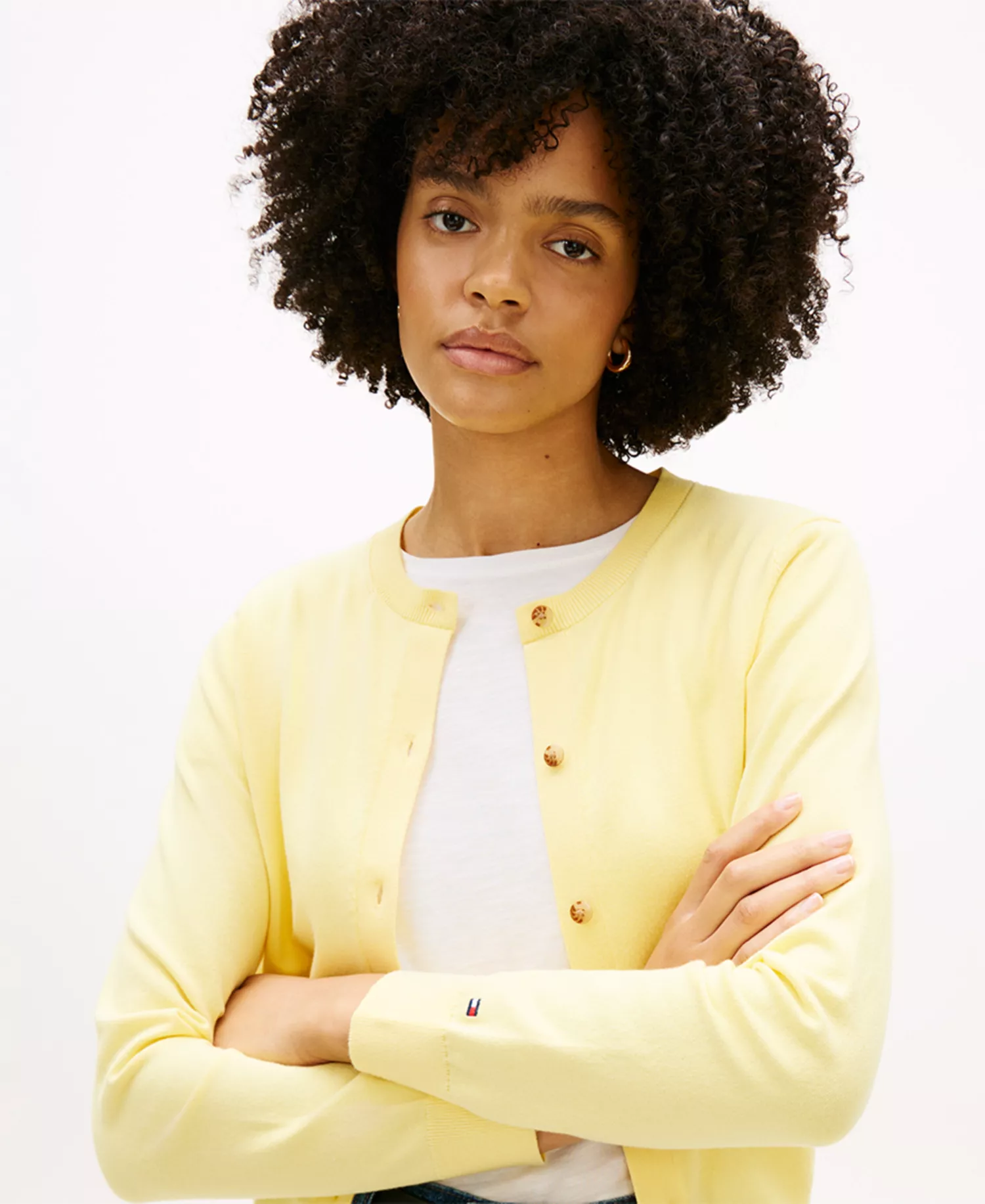 Women's Button-Front Knit Cardigan - Citronella - L