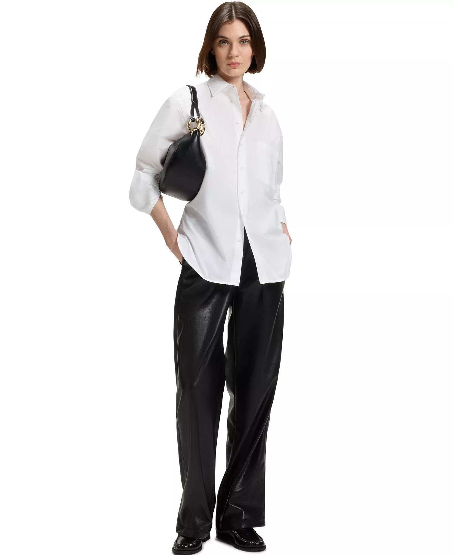 BOSS by Women's Cotton Oversized-Fit Blouse - White - 0