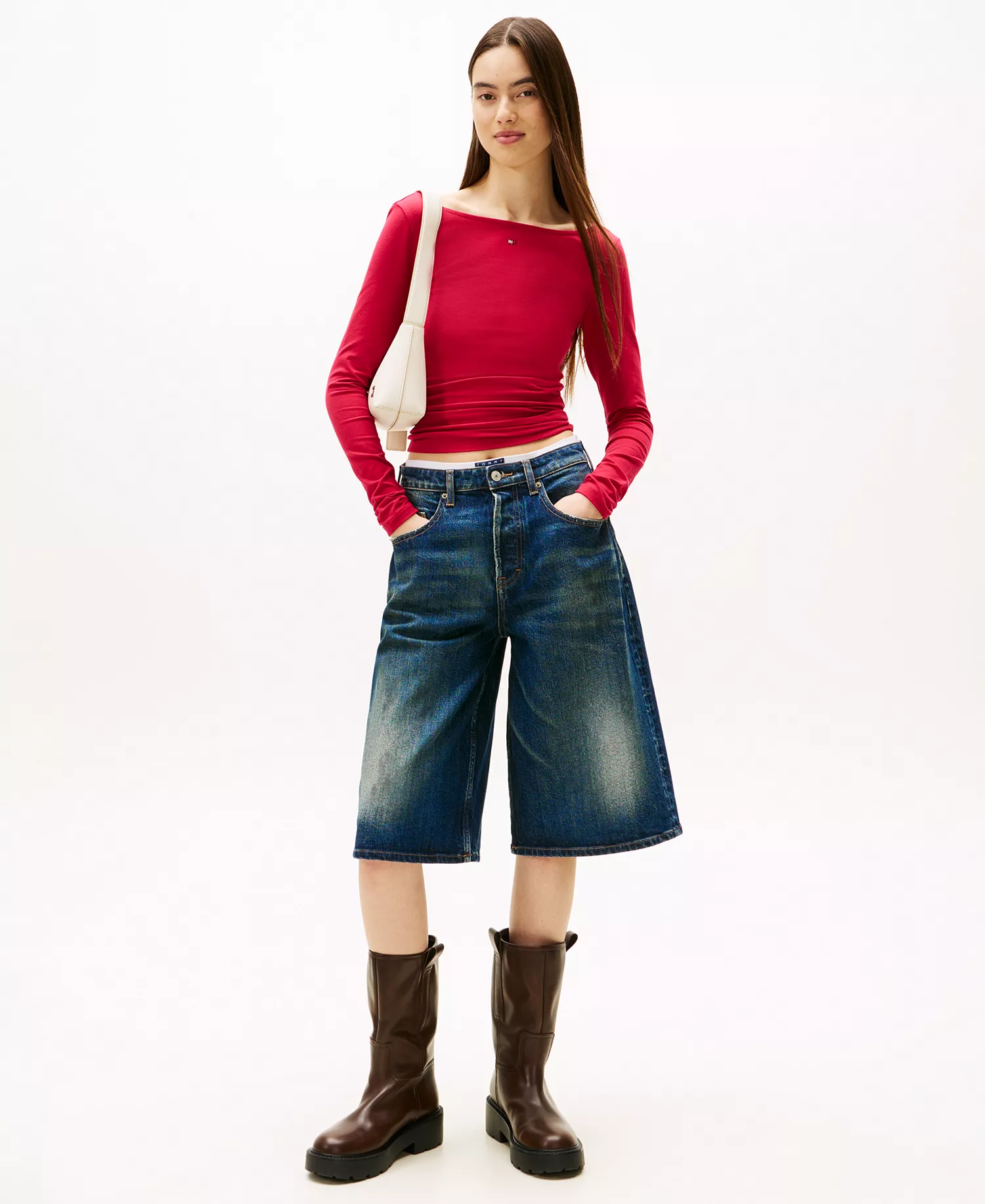 Women's Slim Flag Bling Long Sleeve T-Shirt - Ruby Rhubarb - M