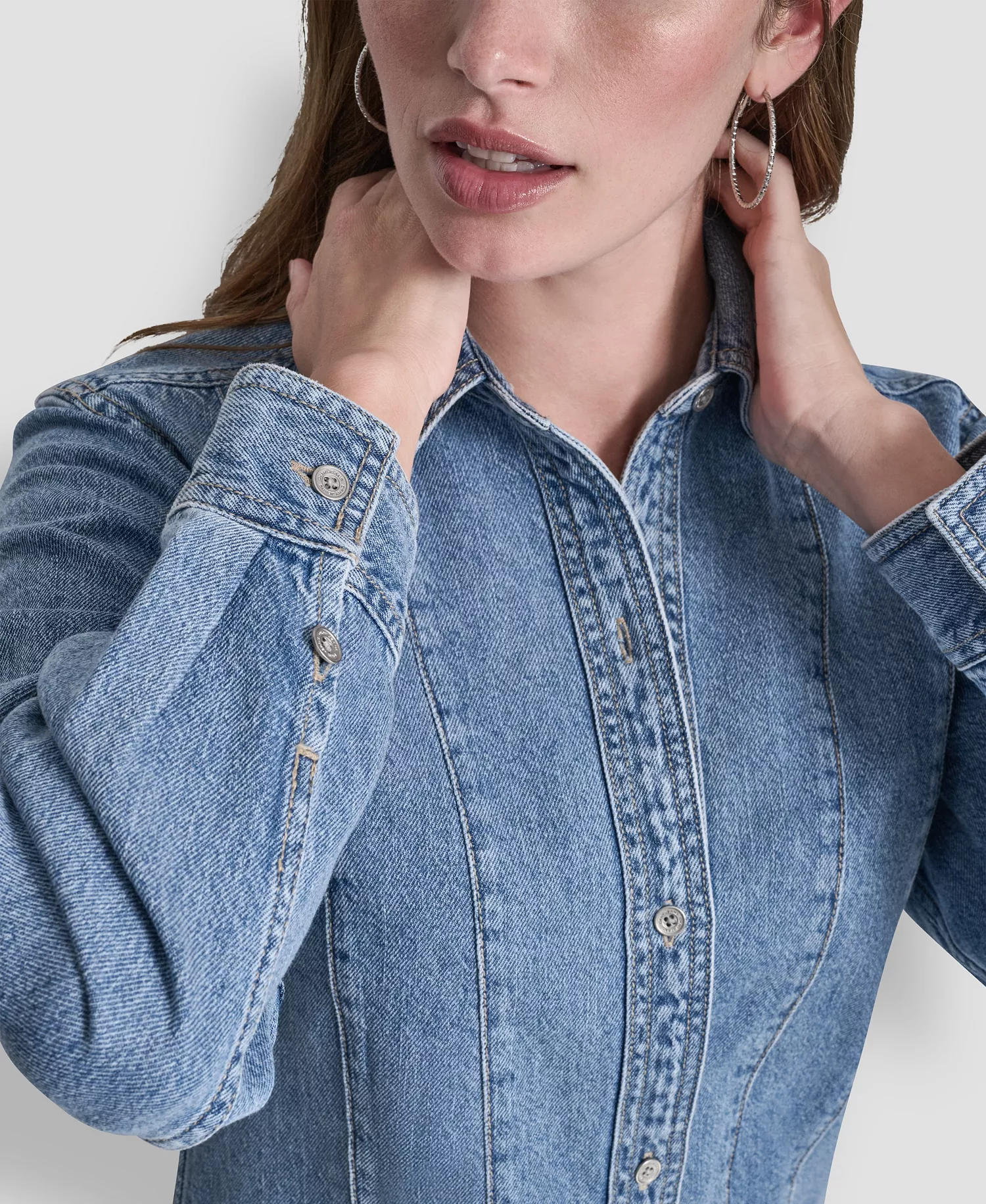 Women's Collared Seamed A-Line Shirt Dress - Harmony - L