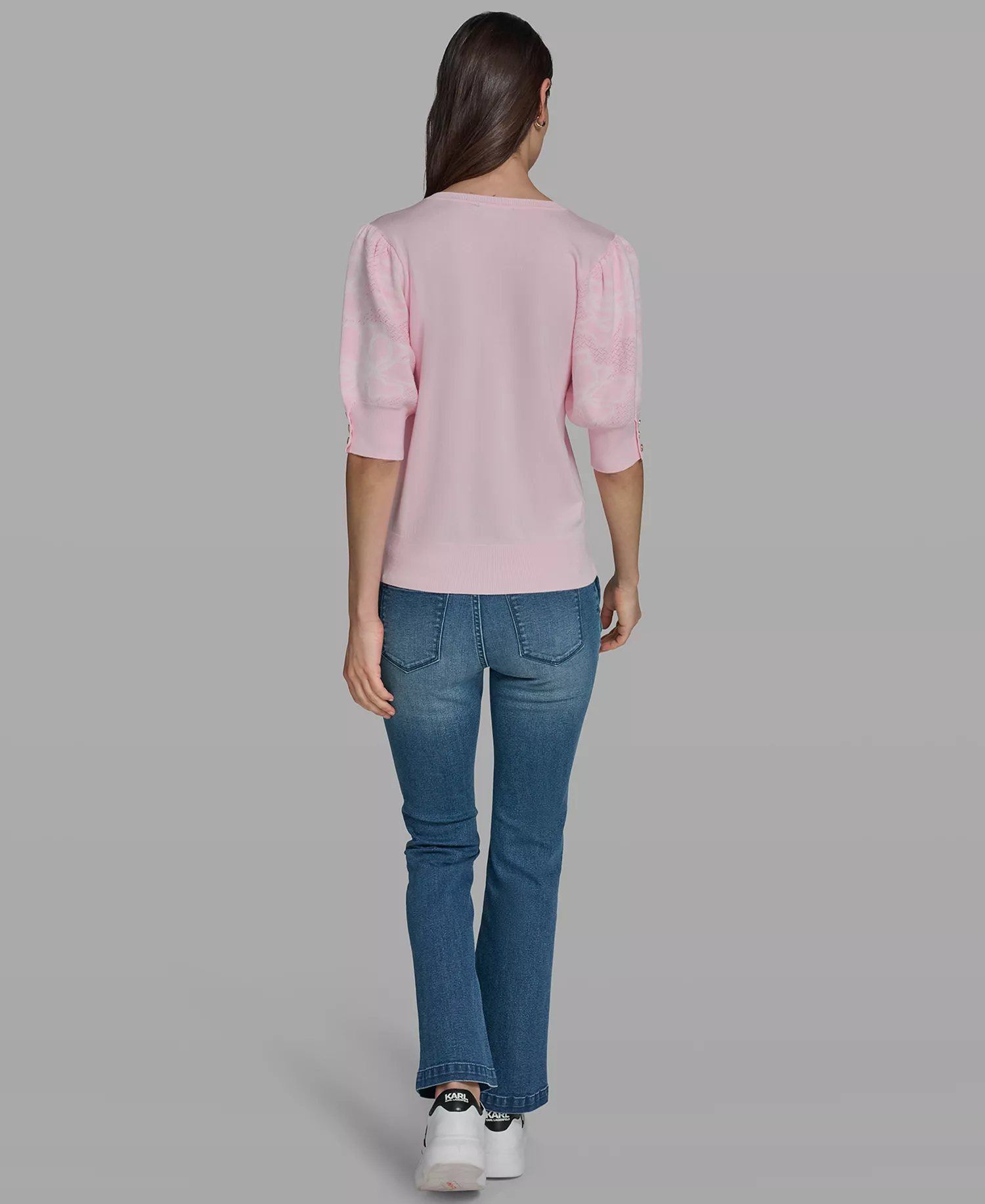 Petite Floral Print V-Neck Sweater - Ballet Slipper - P/L