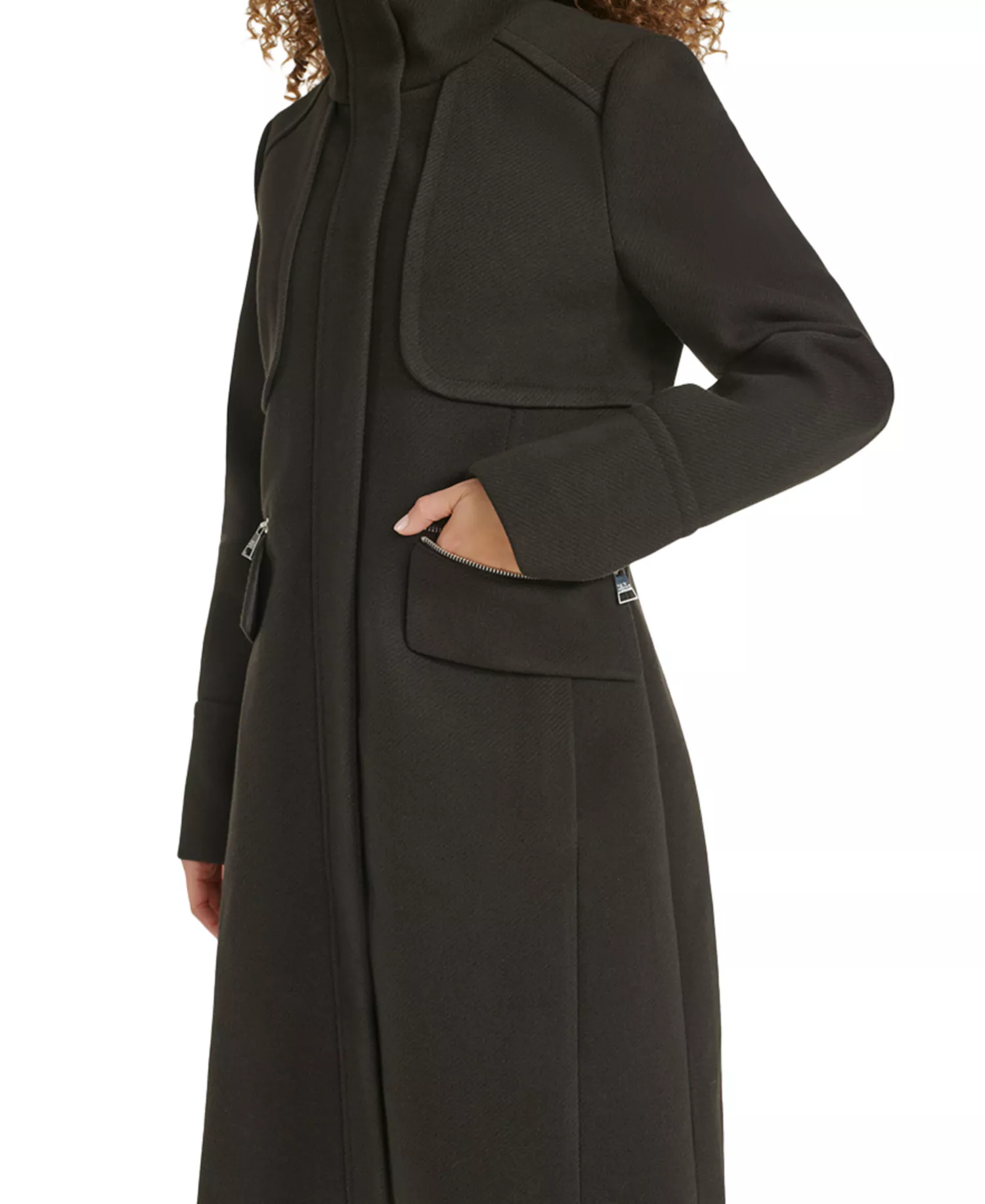 Women's Zip-Front Bouclé Coat, Created for Macy's - Black - L