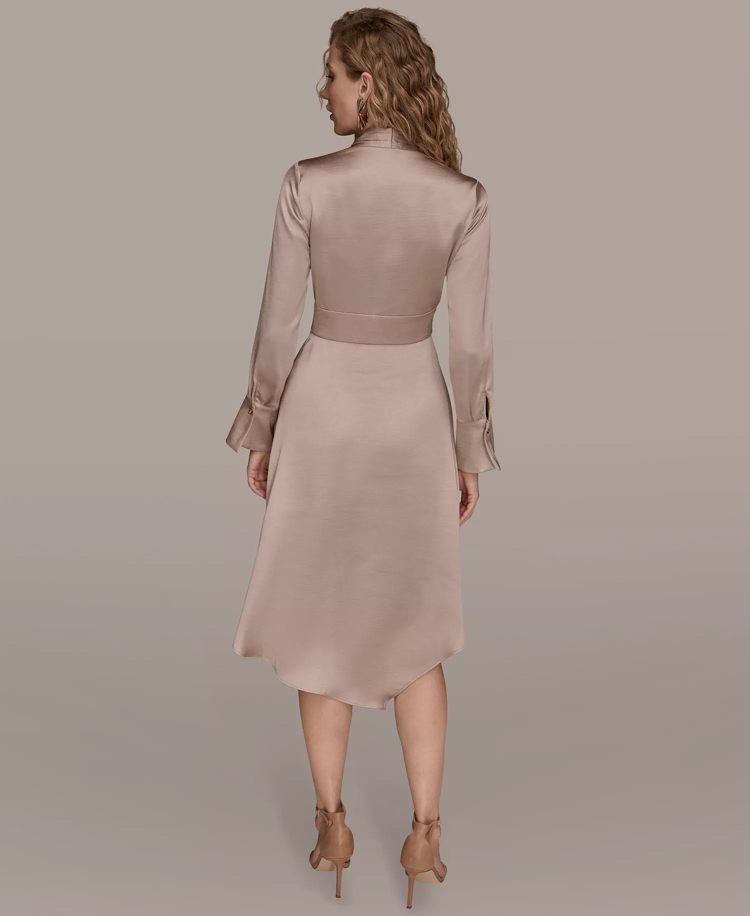 Women's Satin Midi Dress - Shadow pink - 14