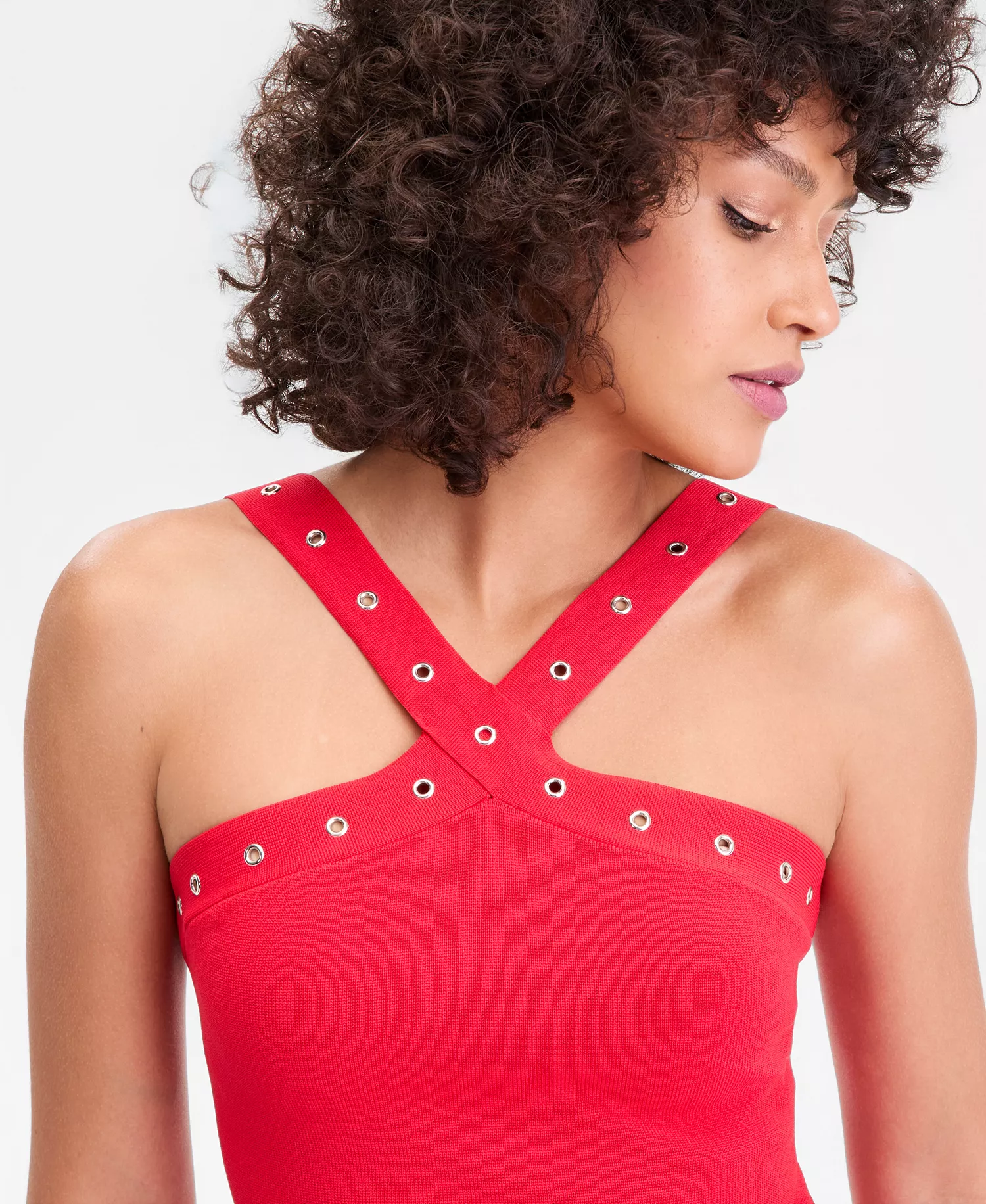 Women's Grommet Sweater Tank - Cherry Flame - L