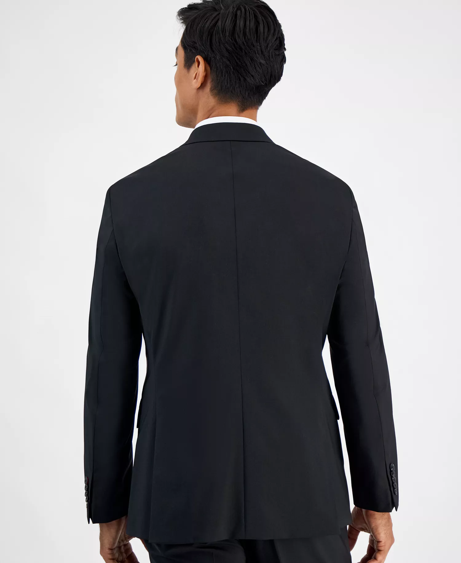Men's Modern-Fit Solid Wool-Blend Suit Separate Jacket - Black - 36R