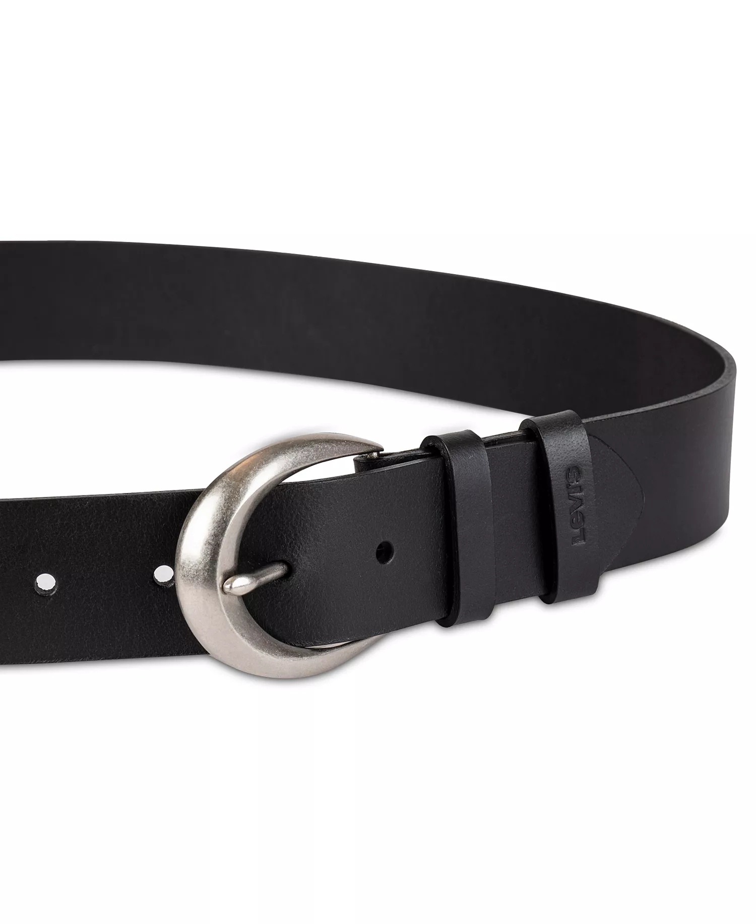 Women's Sliding Loop Casual Leather Pant Belt - Black - L