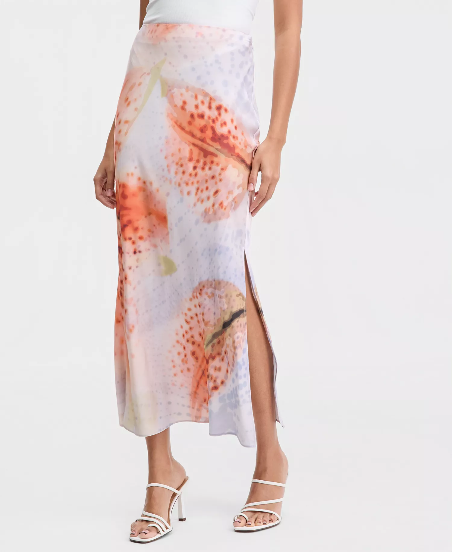 Women's Satin Pencil Skirt, Macy's Exclusive - Floral Blur - L