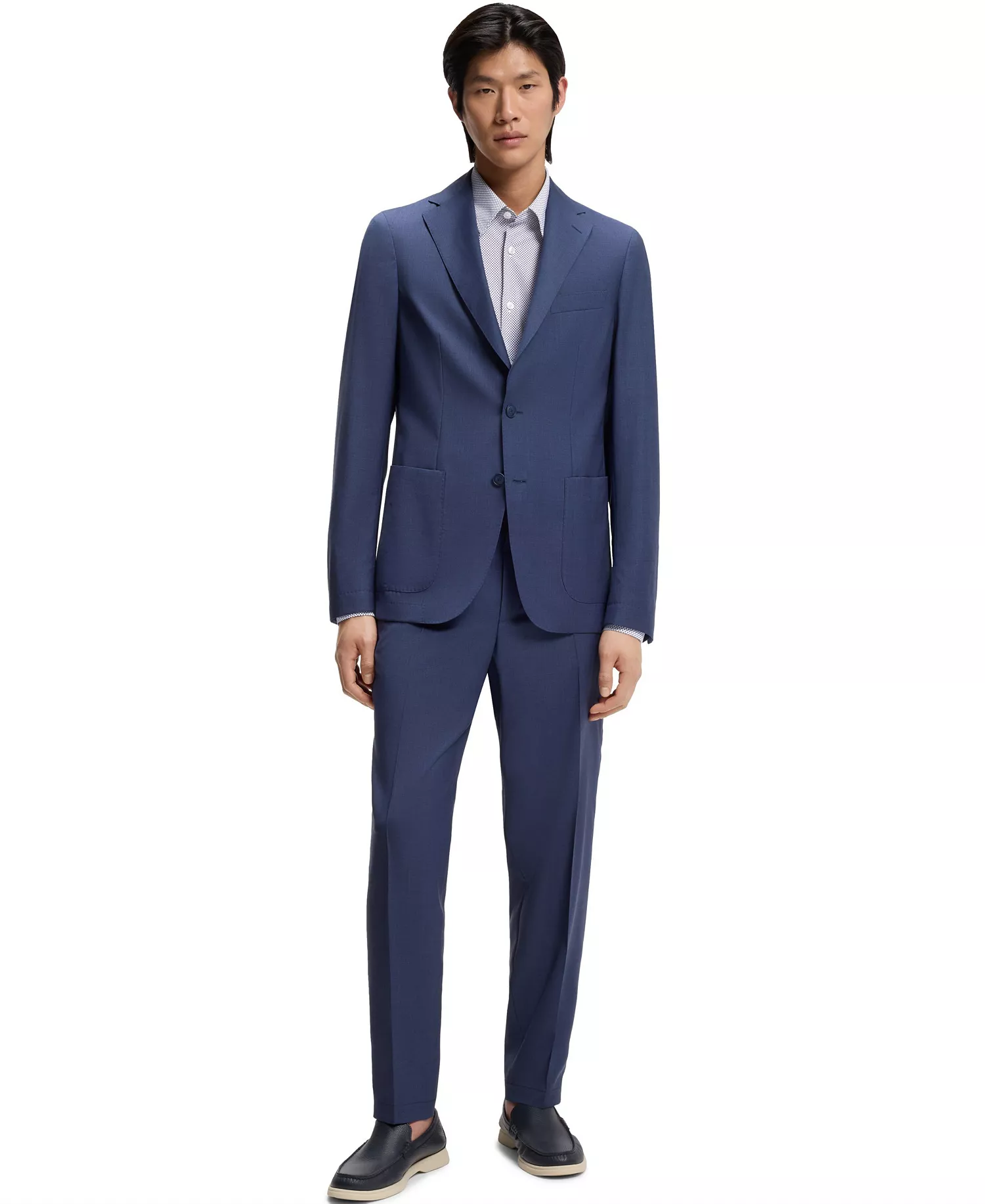 Men's Printed Performance-Stretch Regular-Fit Dress Shirt - White - 2XL