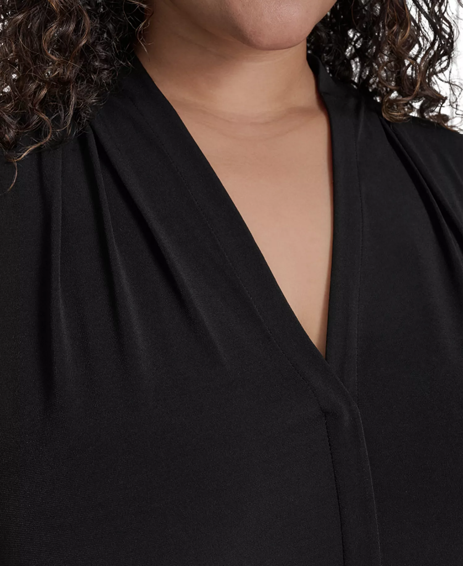 Plus Size V-Neck Top - Black - 1X