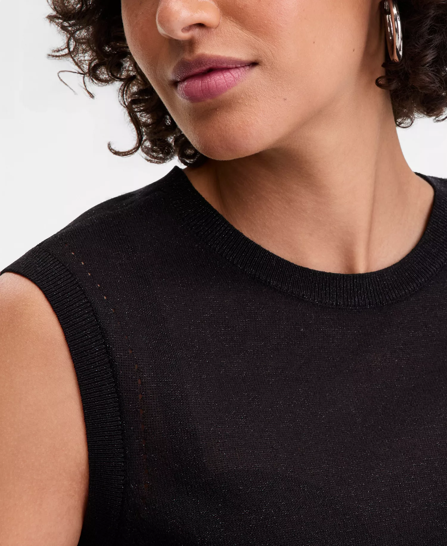 Women's Sleeveless Crewneck Sweater, Macy's Exclusive - Deep Black - L