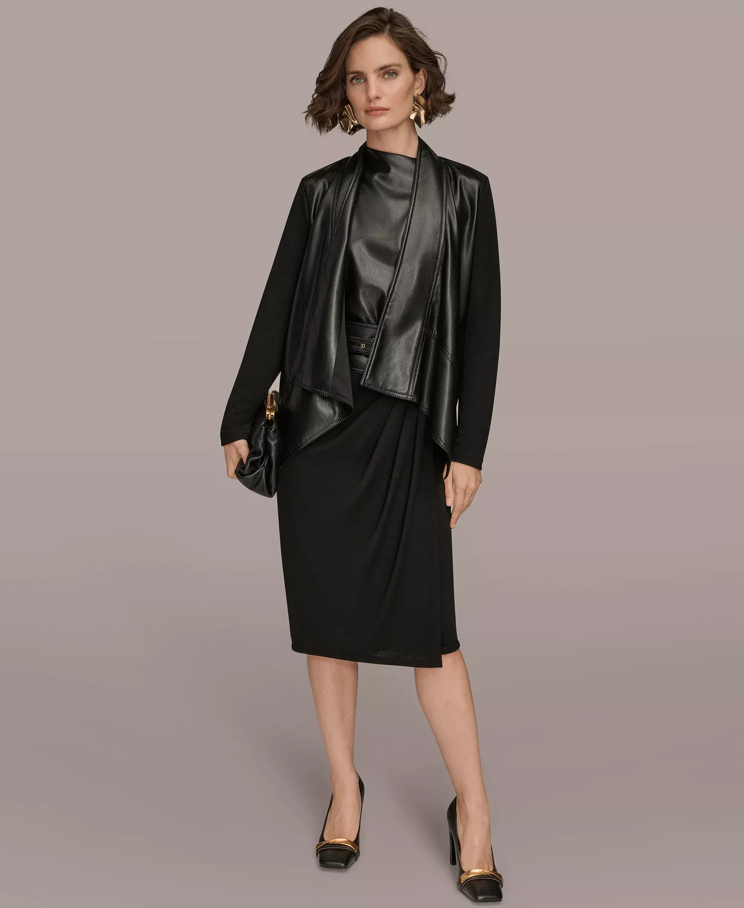 Women's Button Placket Flyaway Jacket - Black - S