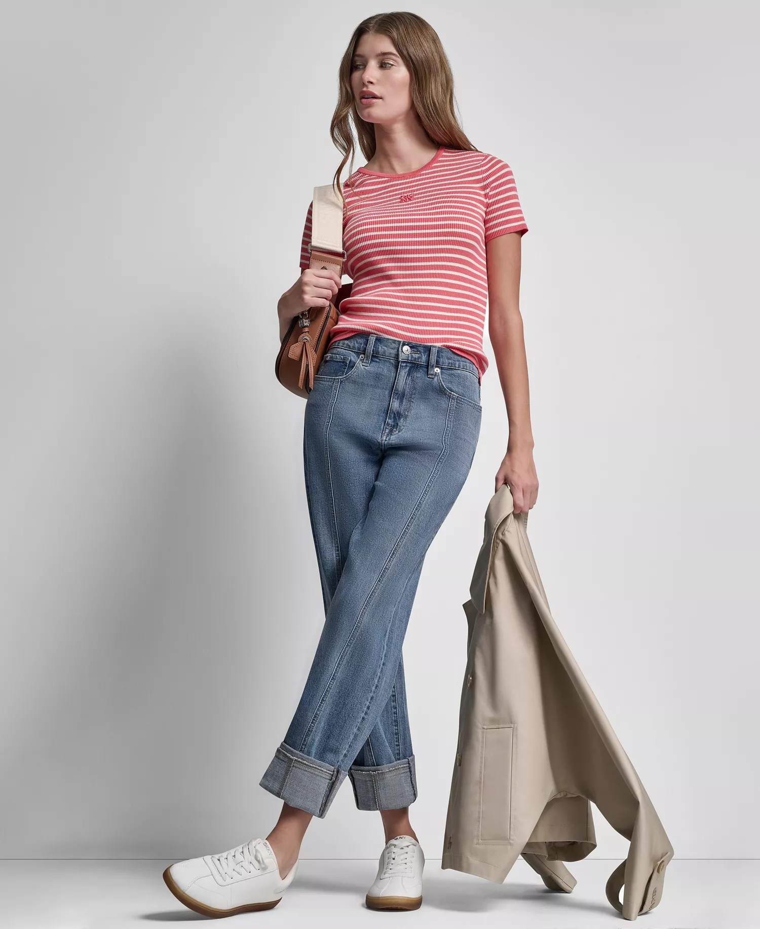 Women's Short Single Breasted Dolman Sleeve Military Trench Jacket - Pebble - L - Regular