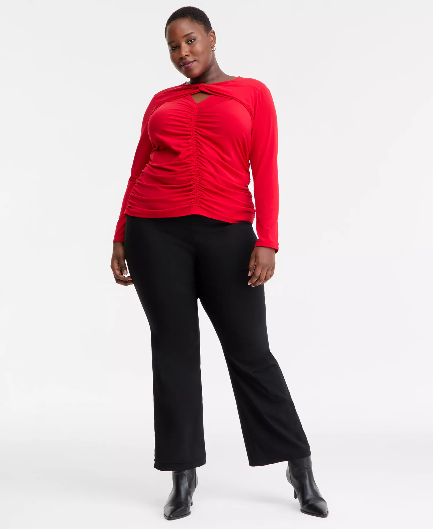 Plus Size Mid-Rise Bootcut Pants, Macy's Exclusive  - Deep Black - 16W