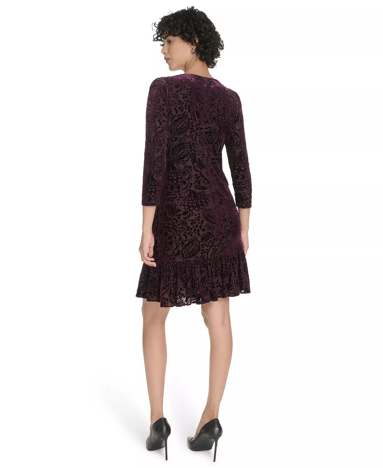 Petite Burnout Shift Dress - Aubergine - 0P