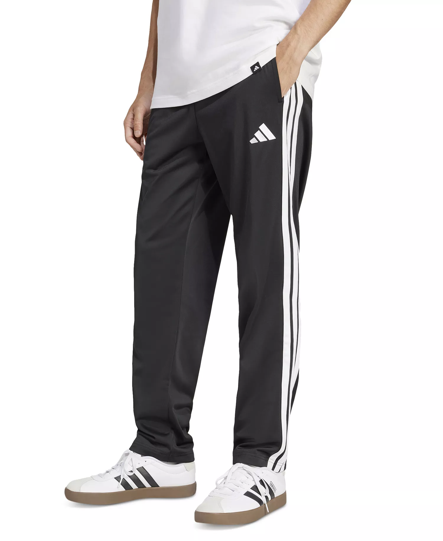 Men's 3-Stripes Regular Open Hem Track Pants - Black - 2XL