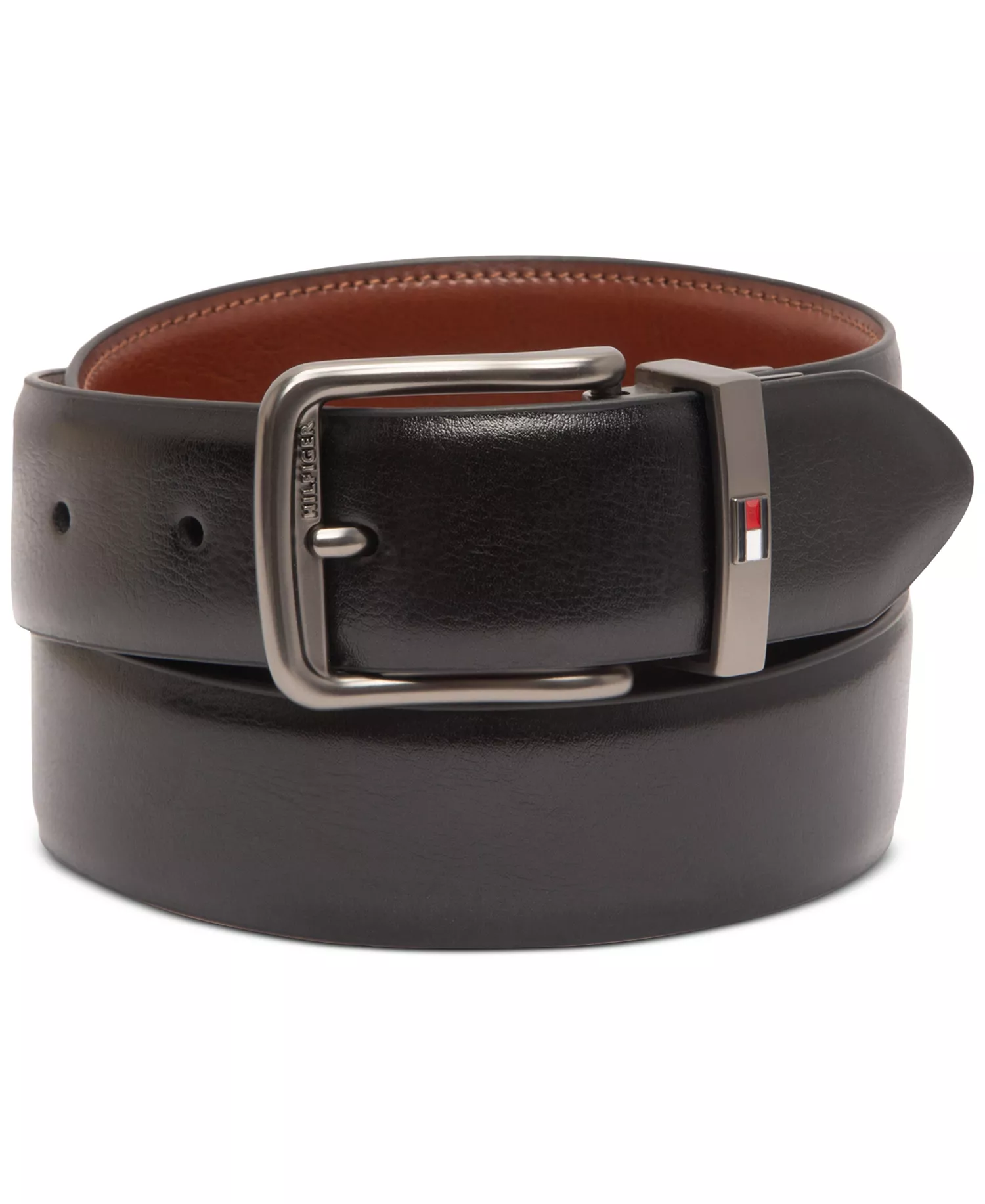 Men's Reversible Harness Buckle Stretch Belt - Black/Tan - L (38-40)