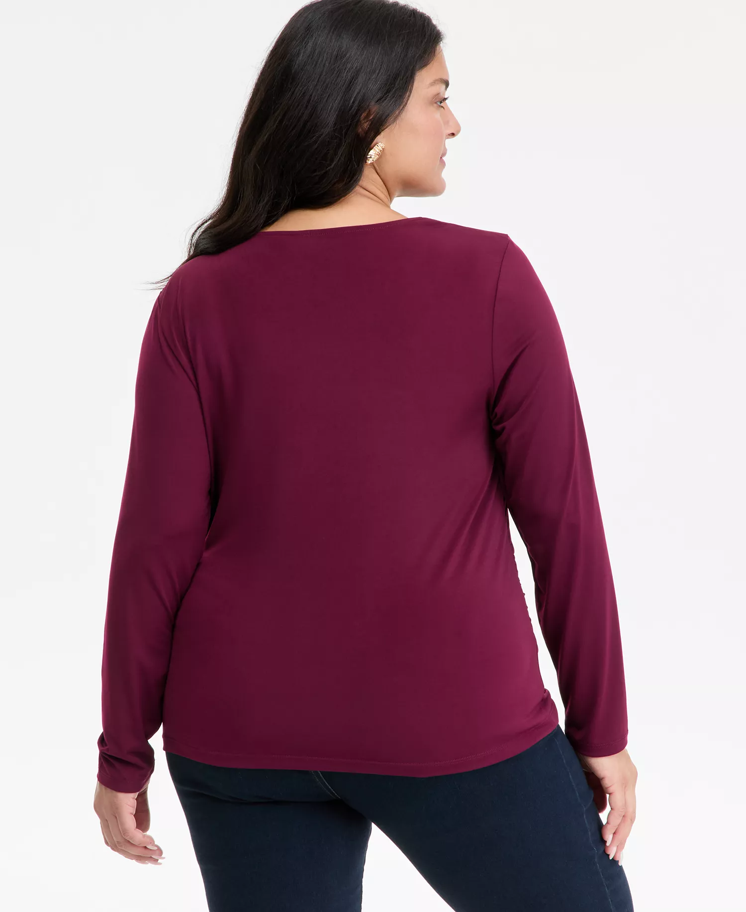 Plus Size Asymmetric-Neck Long-Sleeve Top, Macy's Exclusive  - Berried Treasur - 0X