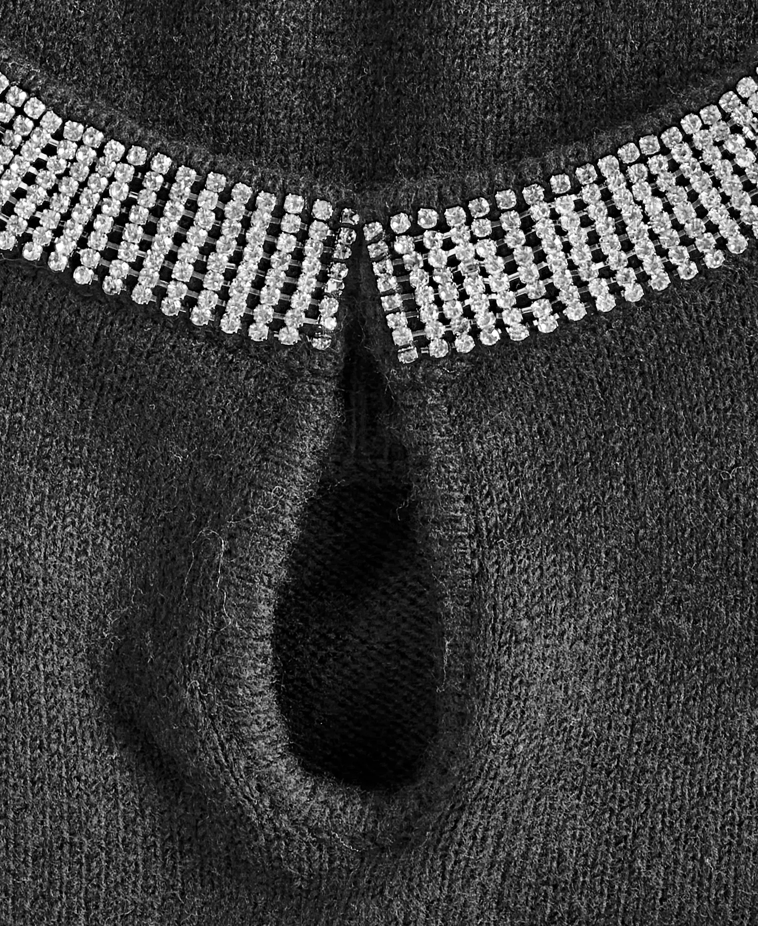 Women's Rhinestone Collar Sweater, Macy's Exclusive - Deep Black - L