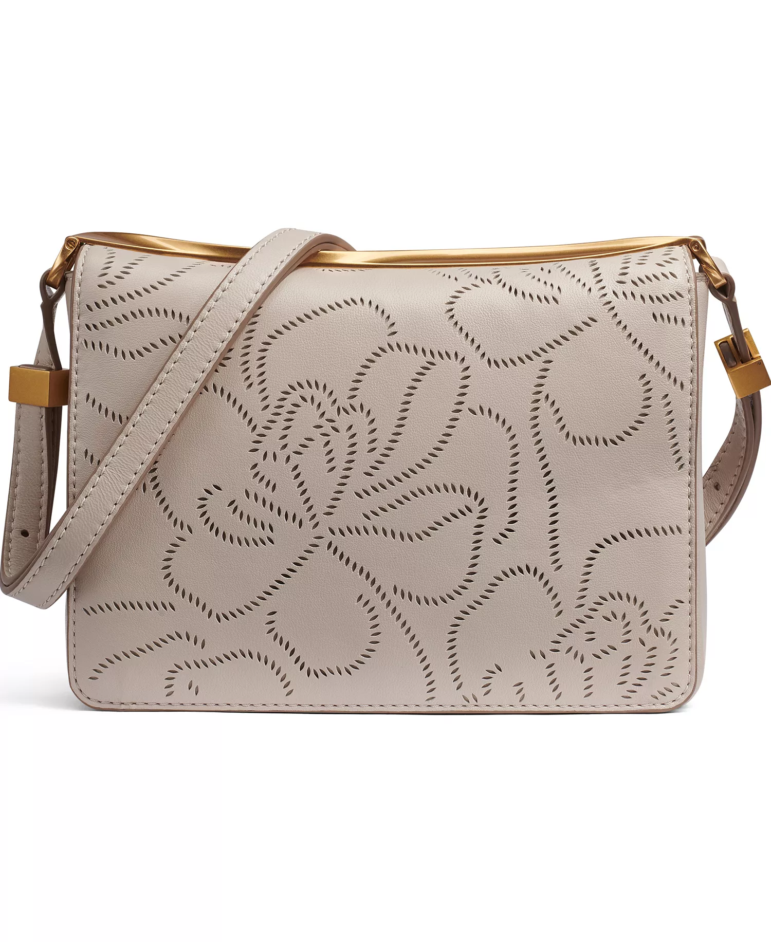 Jericho Floral Perforated Medium Shoulder Bag - Sand - ONE SIZE