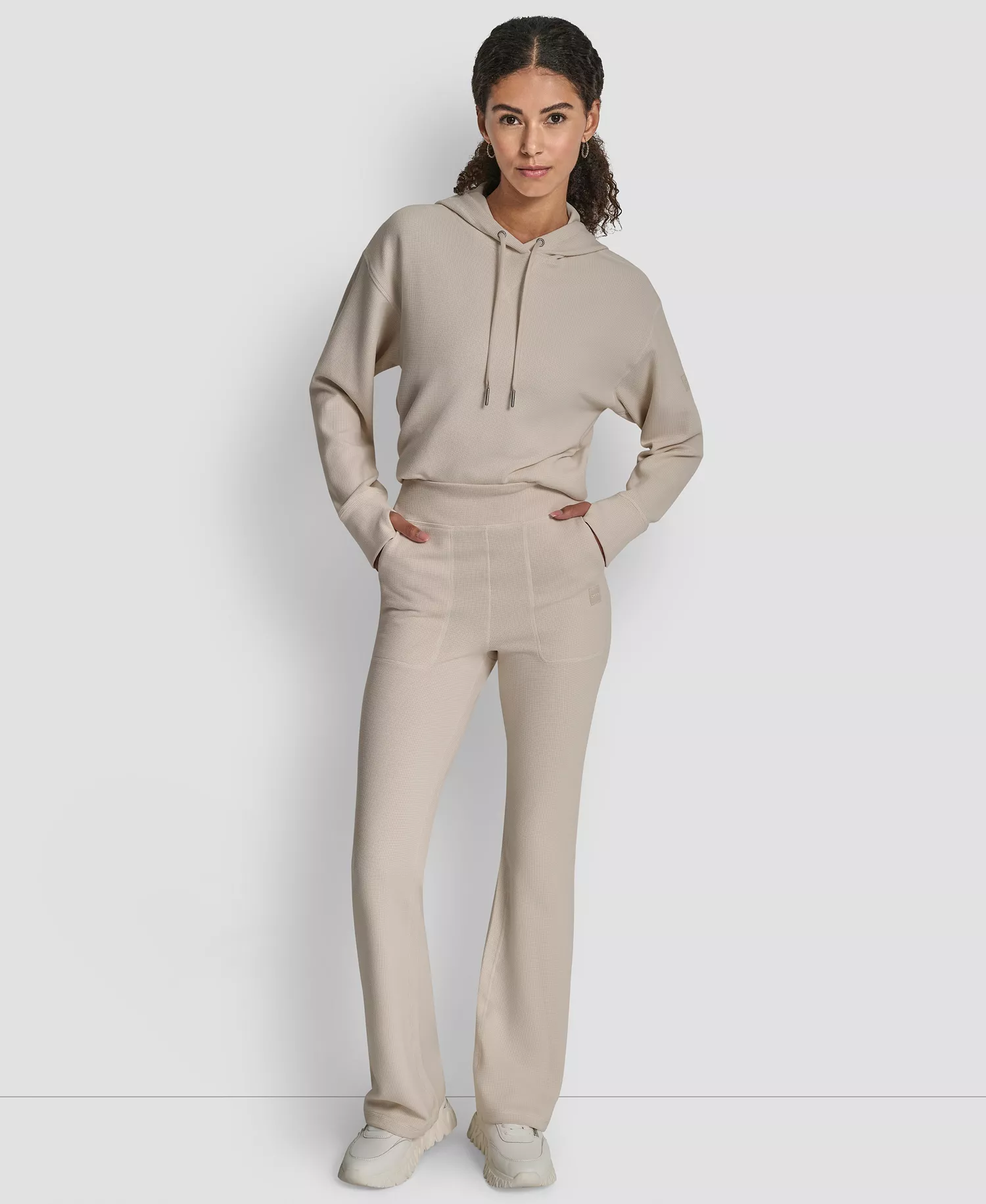 Women's Thermal High Waist Flare Pants - Blonde - L