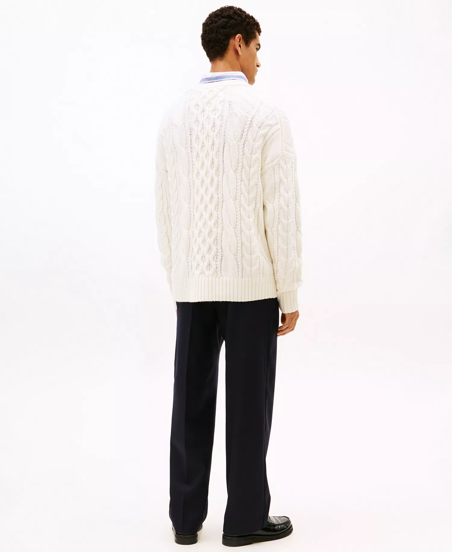 Men's Flag Cable Crewneck Sweater - Ivory Petal - XXL