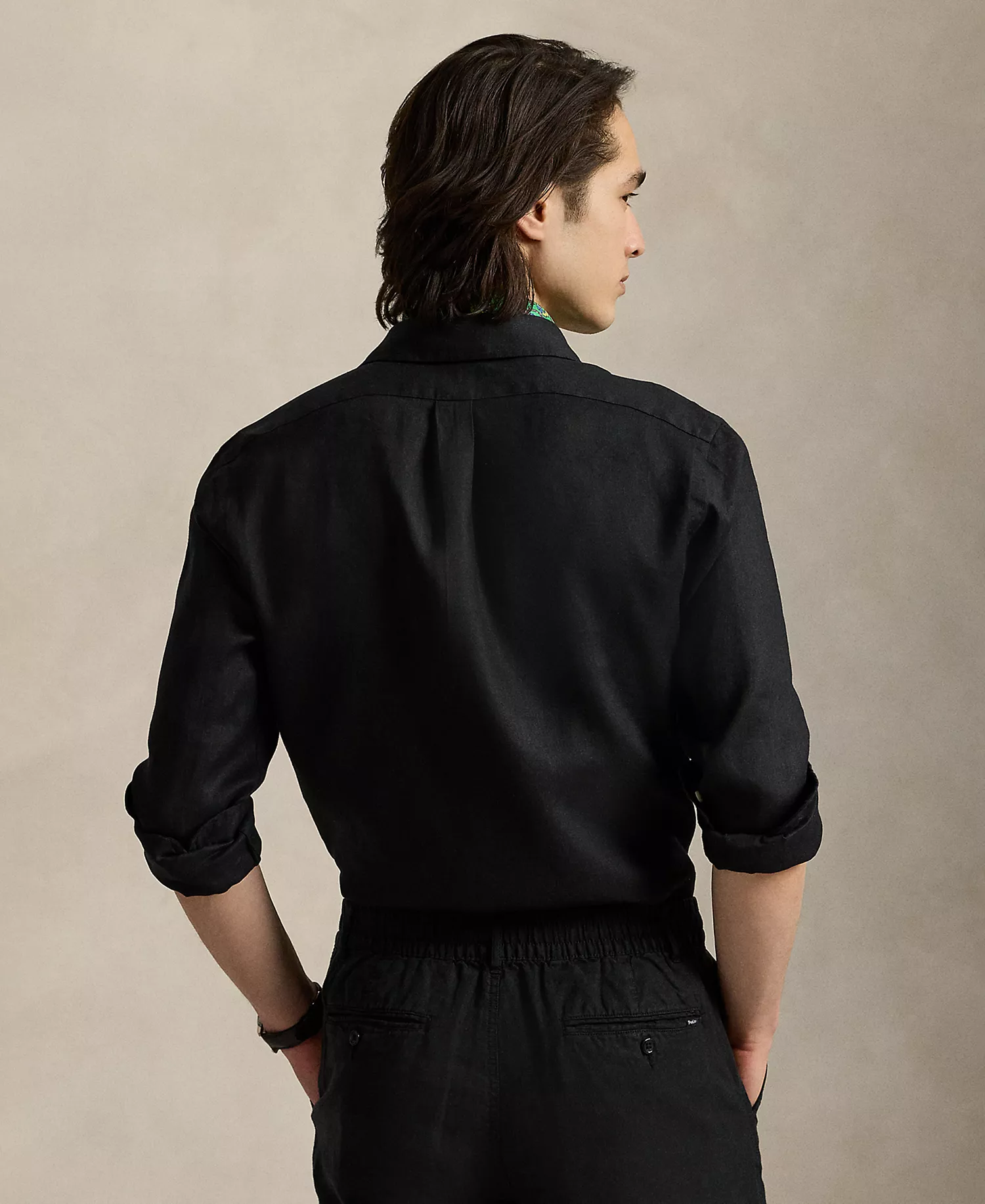 Men's Classic-Fit Linen Shirt	 - Black - 2XL