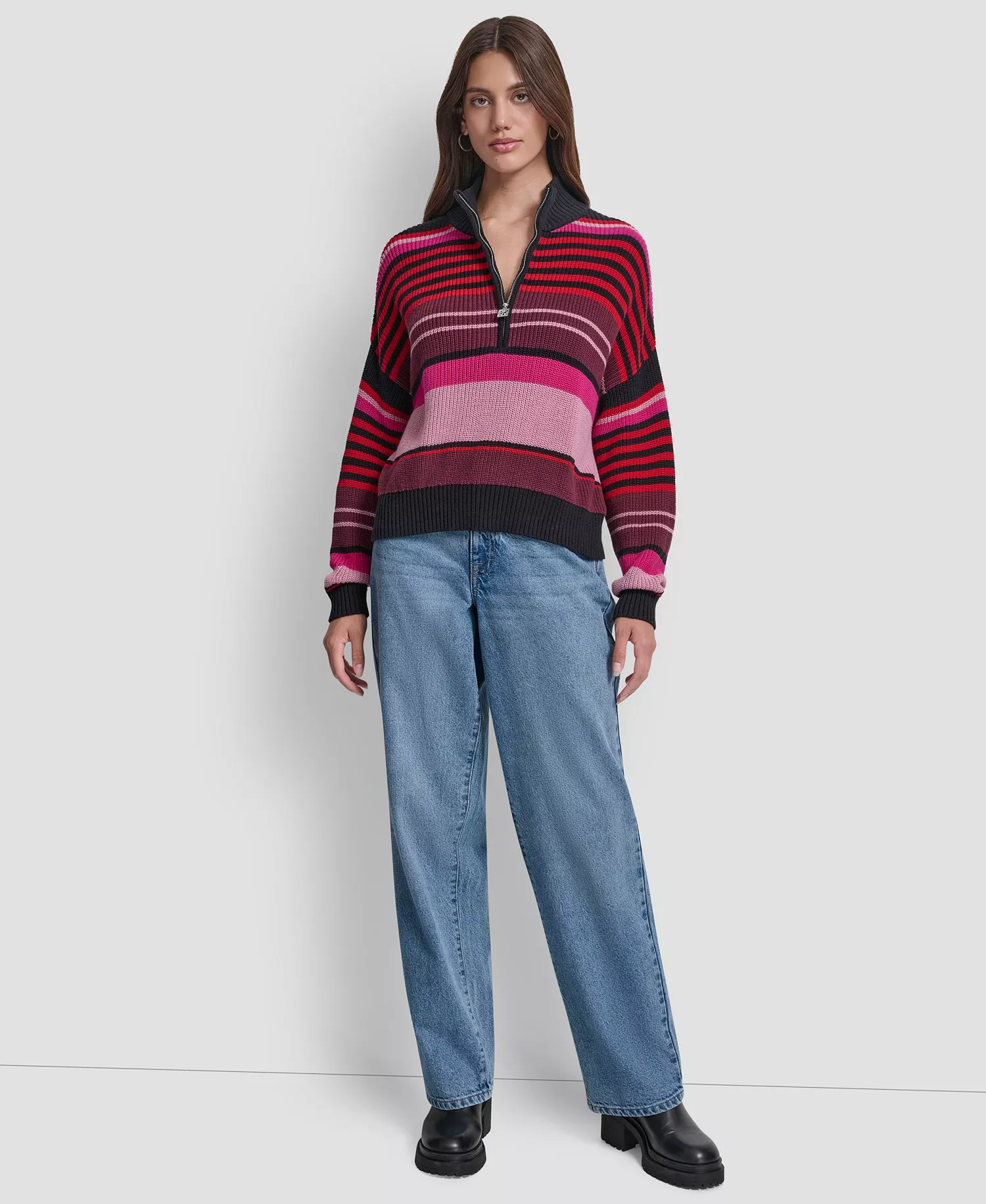 Women's Striped Sweater - Syrah Combo - L
