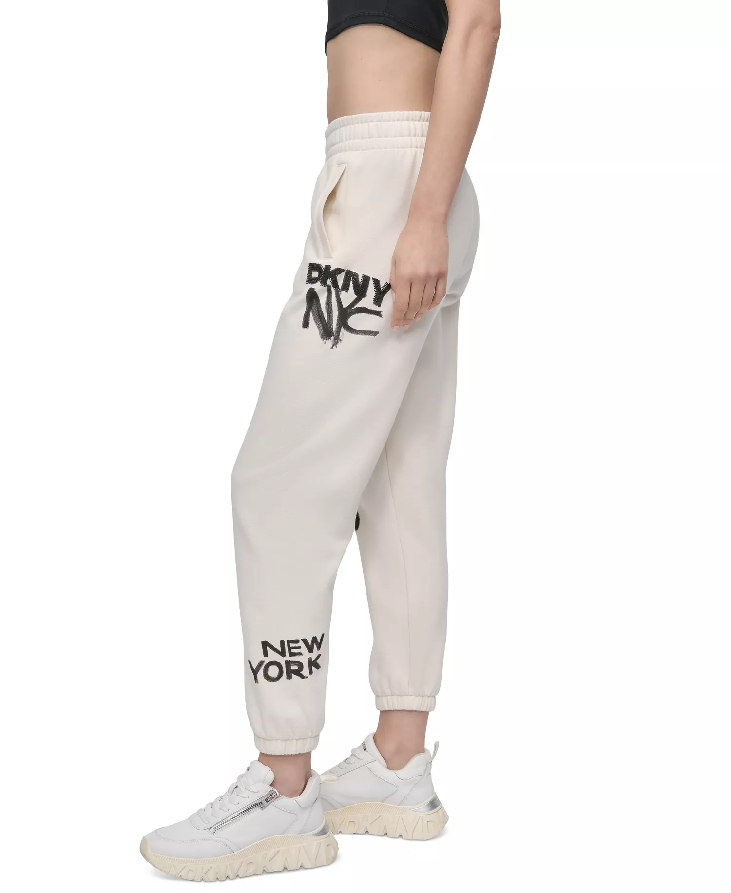 Women's Graffiti Logo Cotton-Blend Joggers - Eggnog - L