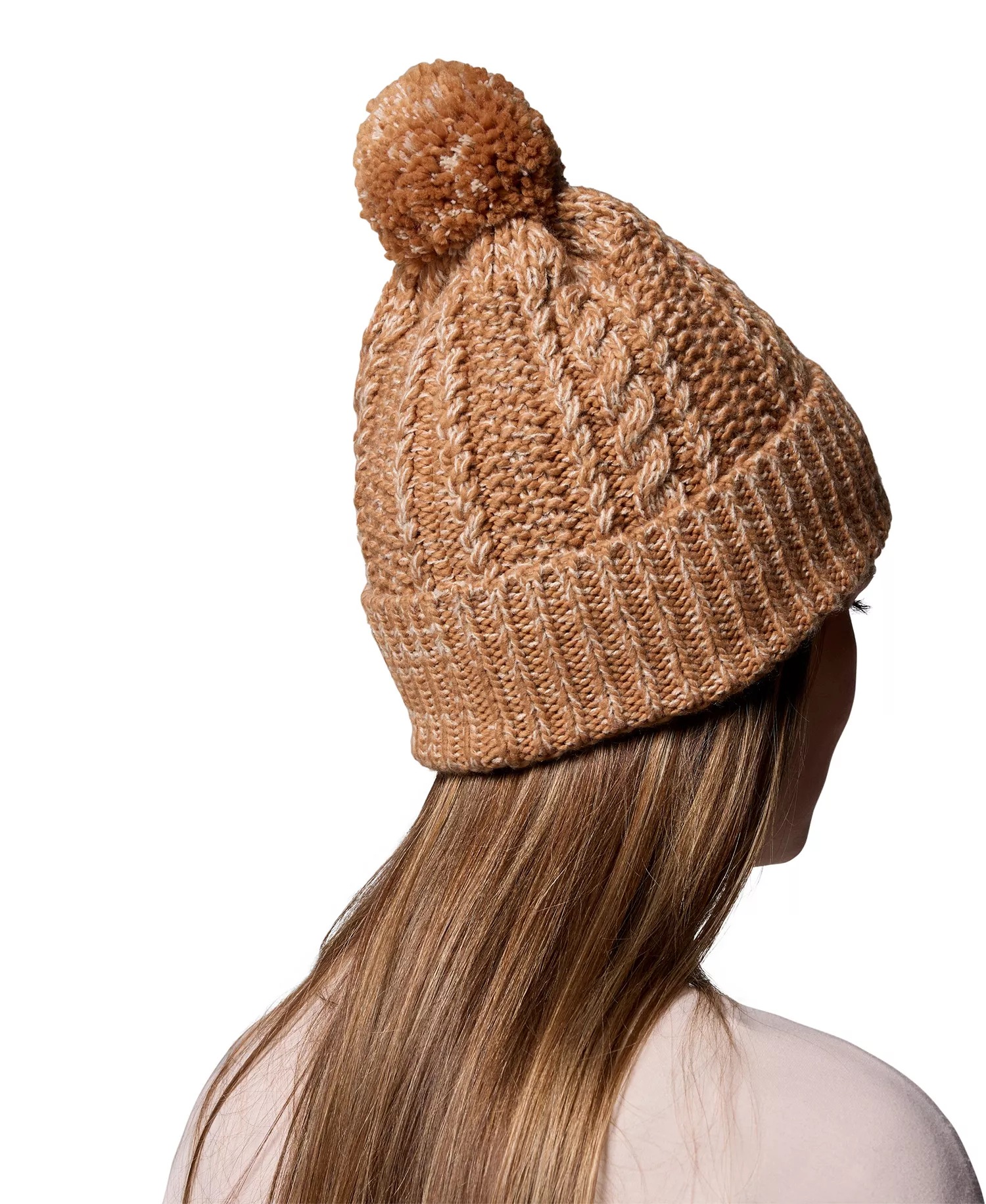 Women's Ridge Knit Beanie Hat - Camel Brown - ONE SIZE
