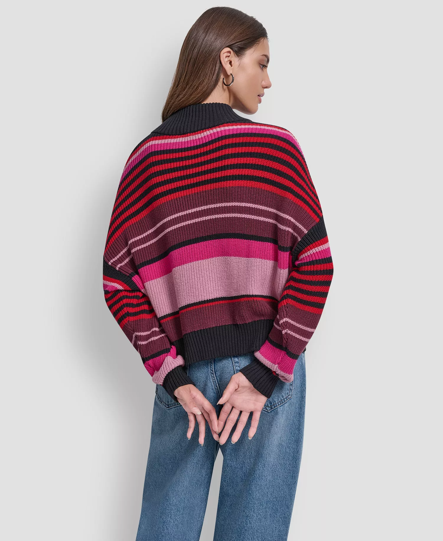 Women's Striped Sweater - Syrah Combo - L