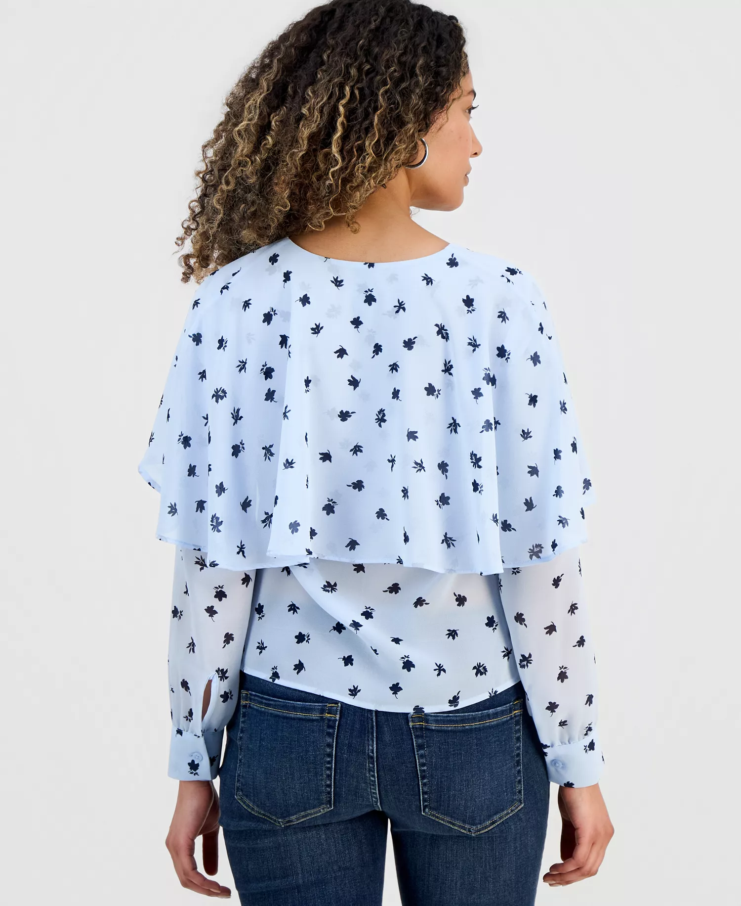 Petite Capelet Blouse, Macy's Exclusive - Liah Blooms - P/L