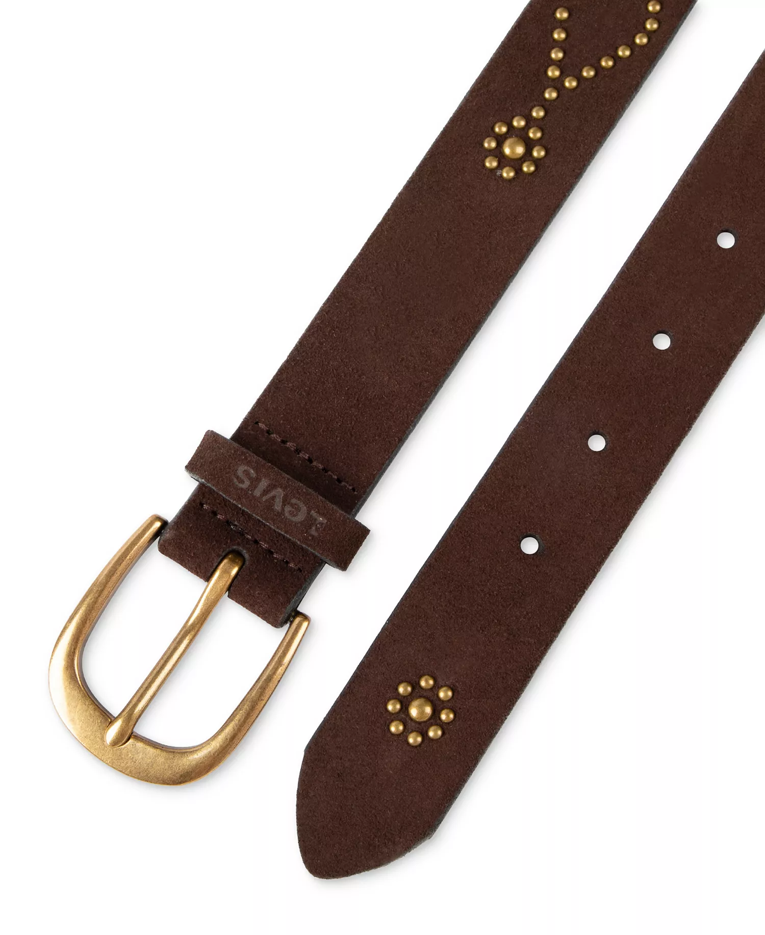 Western Studded Suede Casual Belt - Dark Brown - S