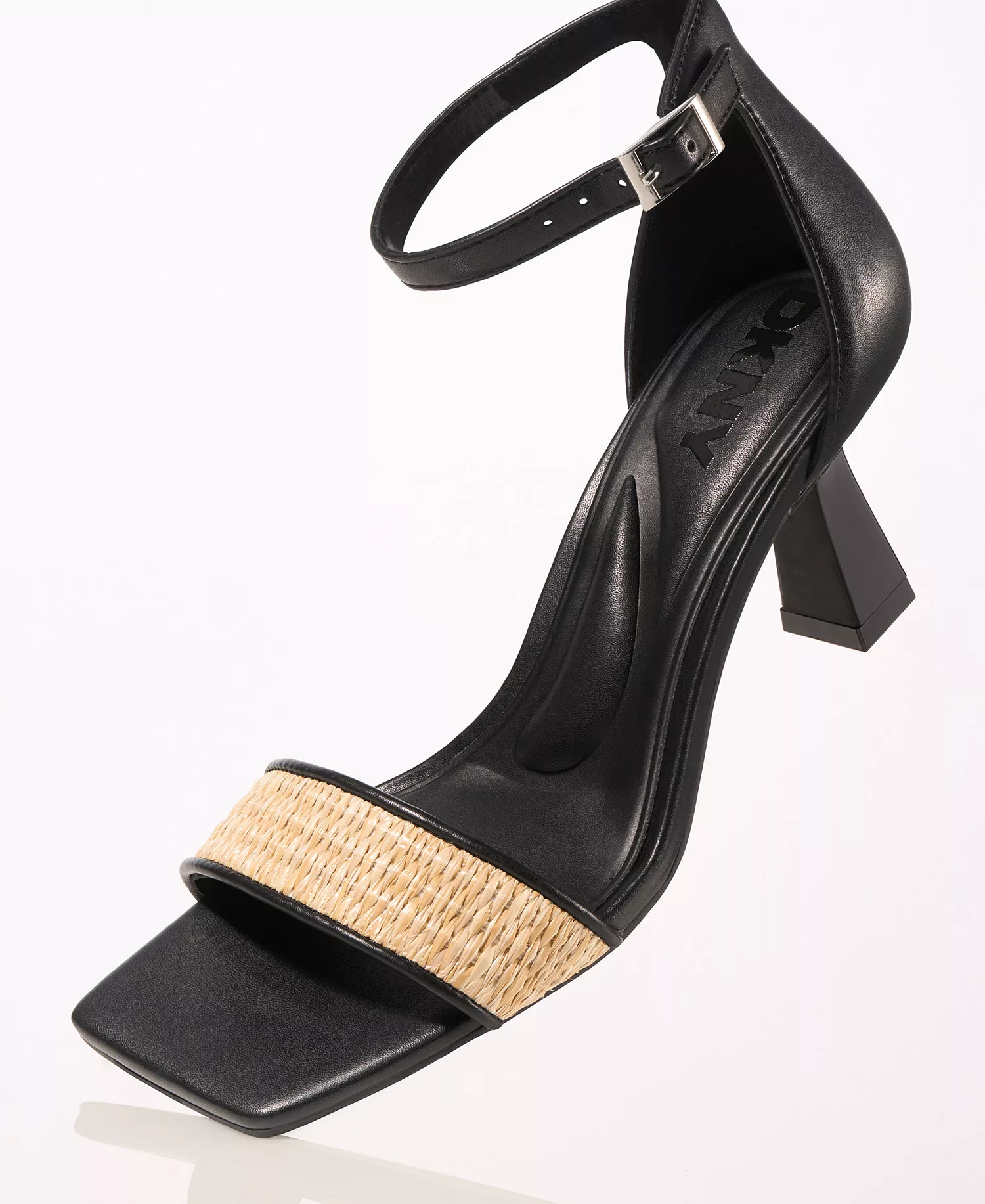 Women's Krazz Raffia Ankle Strap Sandals - Black - 10M