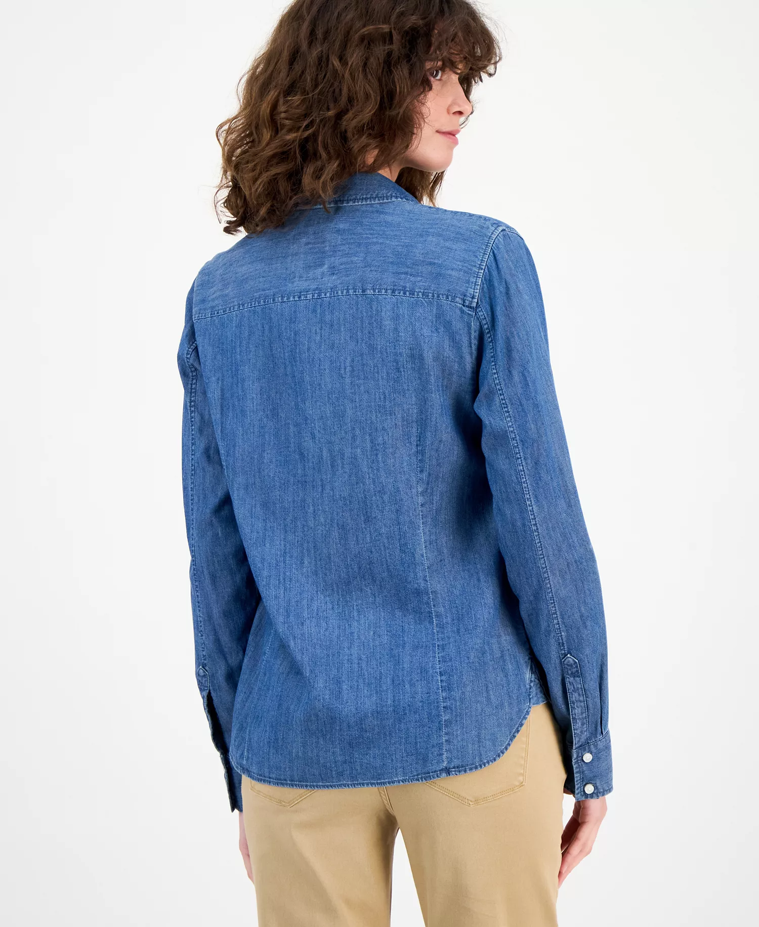 Jeans Women's Chambray Utility Shirt - Med Azure - L
