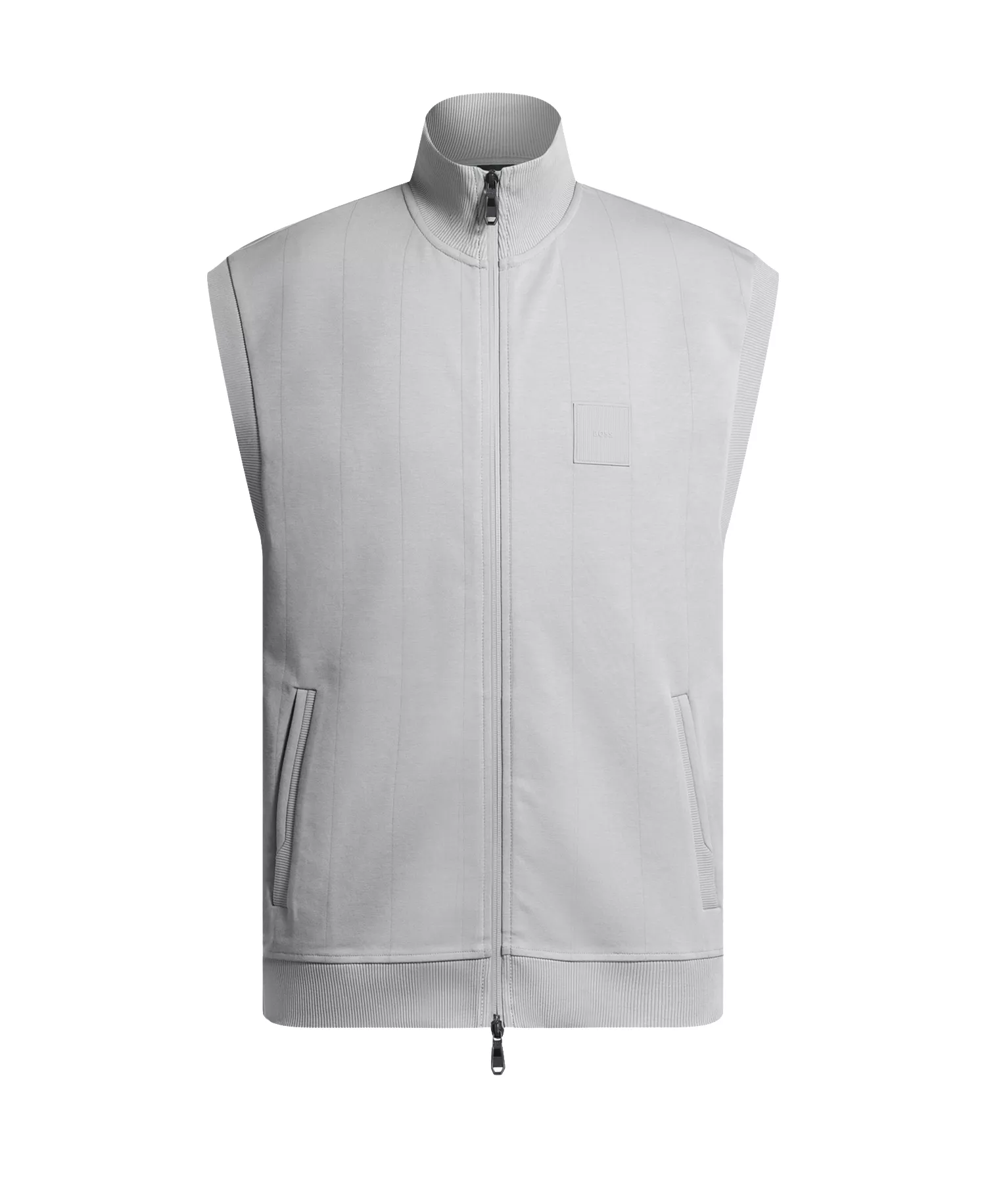 Men's Cotton Blend Sleeveless Zip-Up Sweatshirt - Open Gray - 2XL