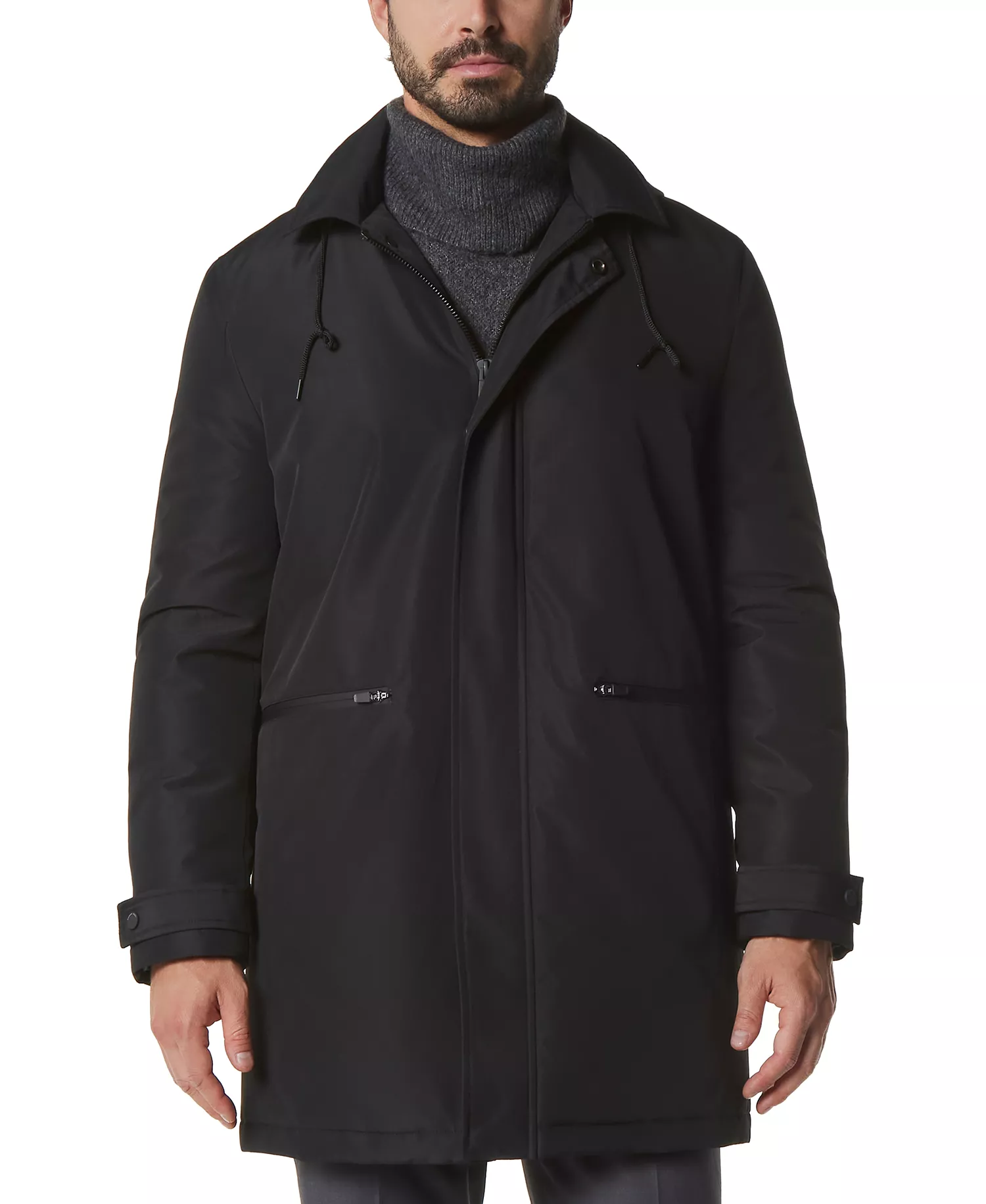 Men's Merrimack City Rain Topper with Removable Hood - Black - 2XL