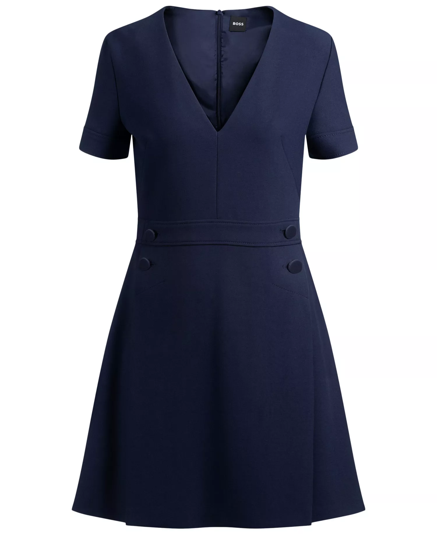 Women's V-Neck Business Dress - Dark Blue - 0