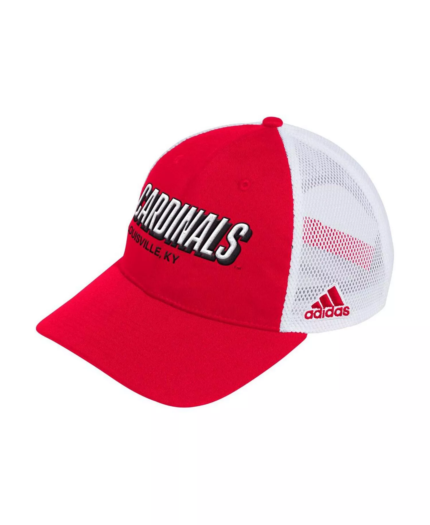 Men's Red Louisville Cardinals Mascot Block Letter Slouch Trucker Adjustable Hat - Tmpwrd/whi - 0S