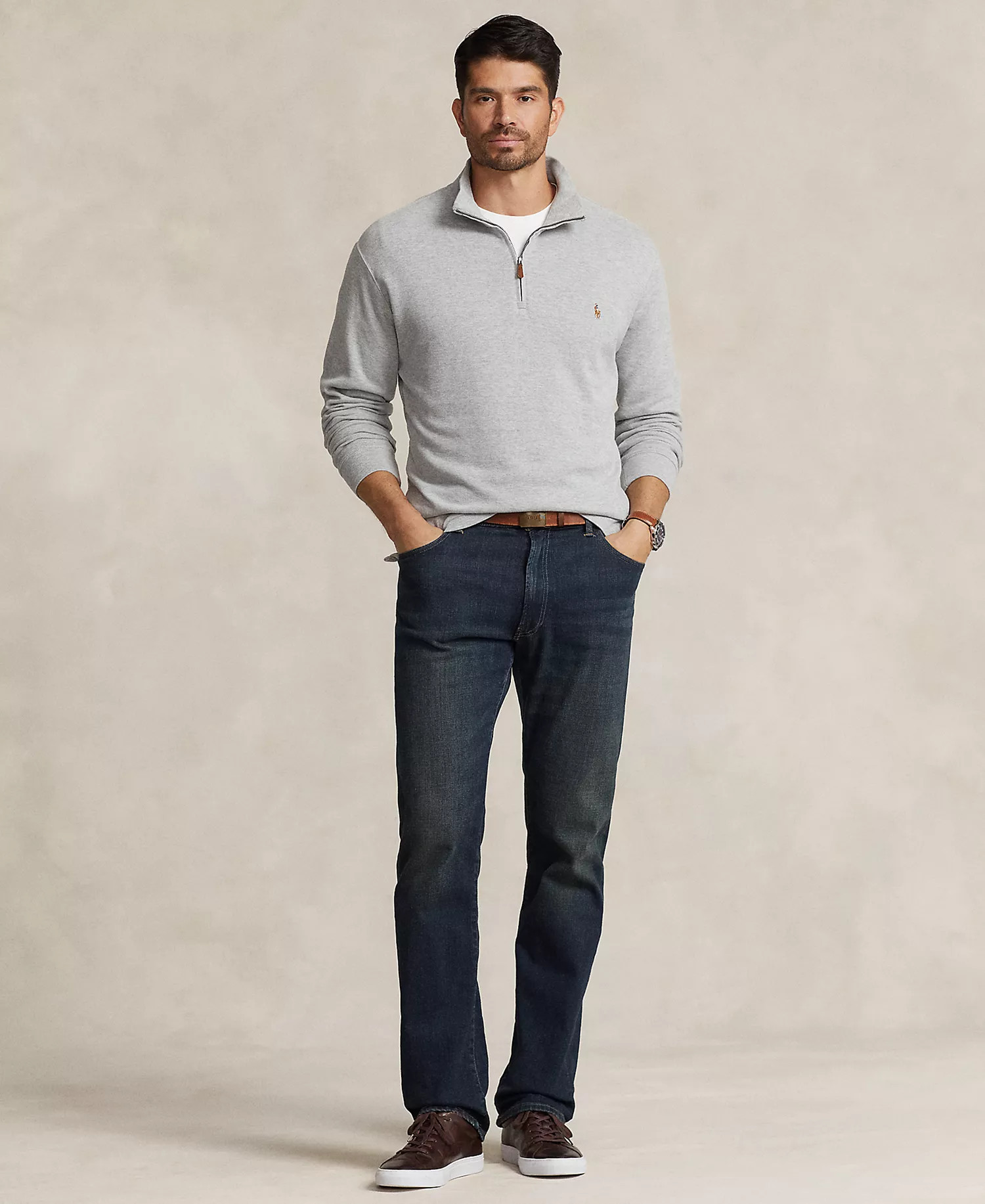 Men's Big & Tall Estate-Rib Quarter-Zip Pullover Sweater - Andover Heather - 2LT