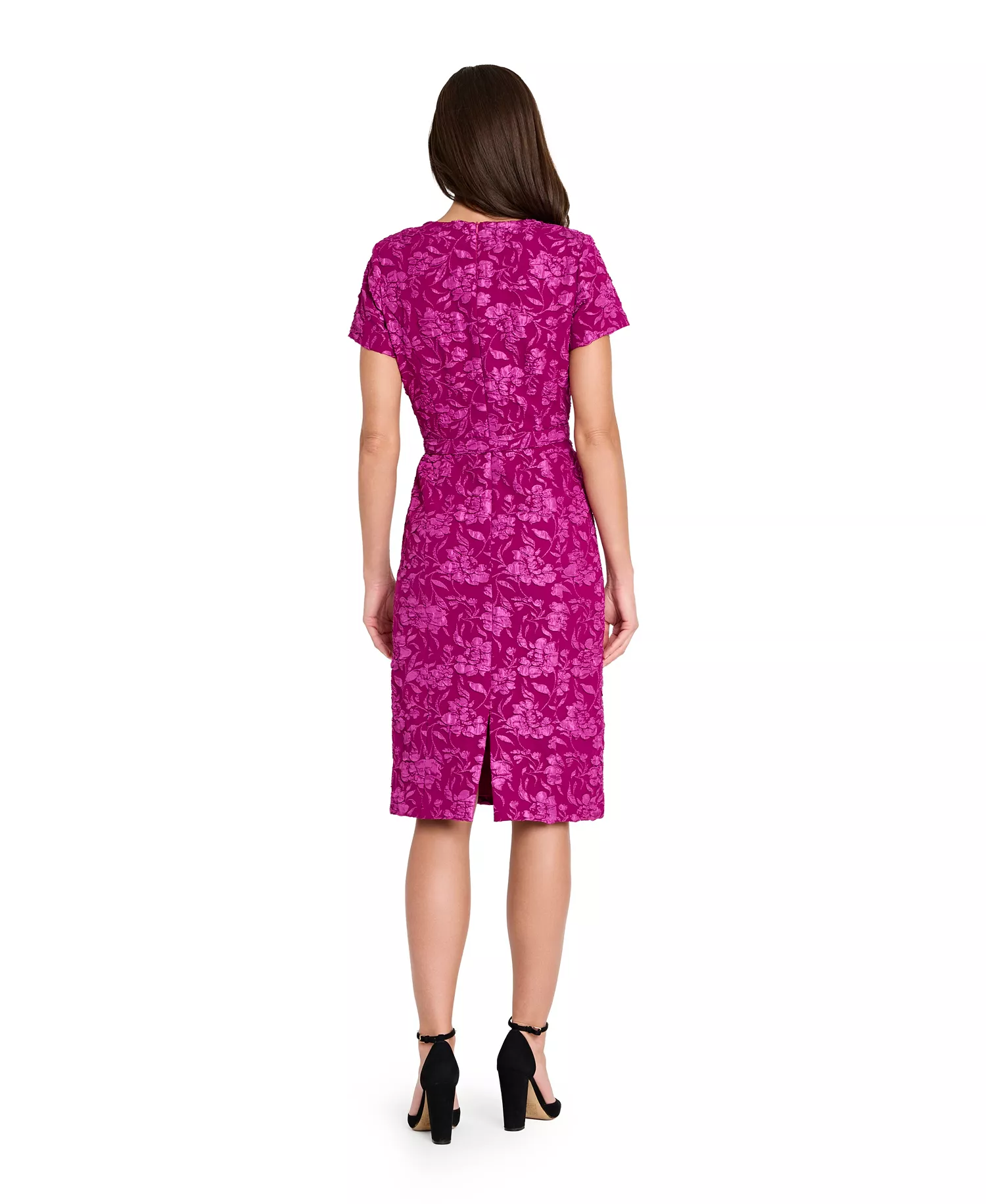 Women's Puff Cap Short-Sleeve Sheath Dress - Magenta - 10