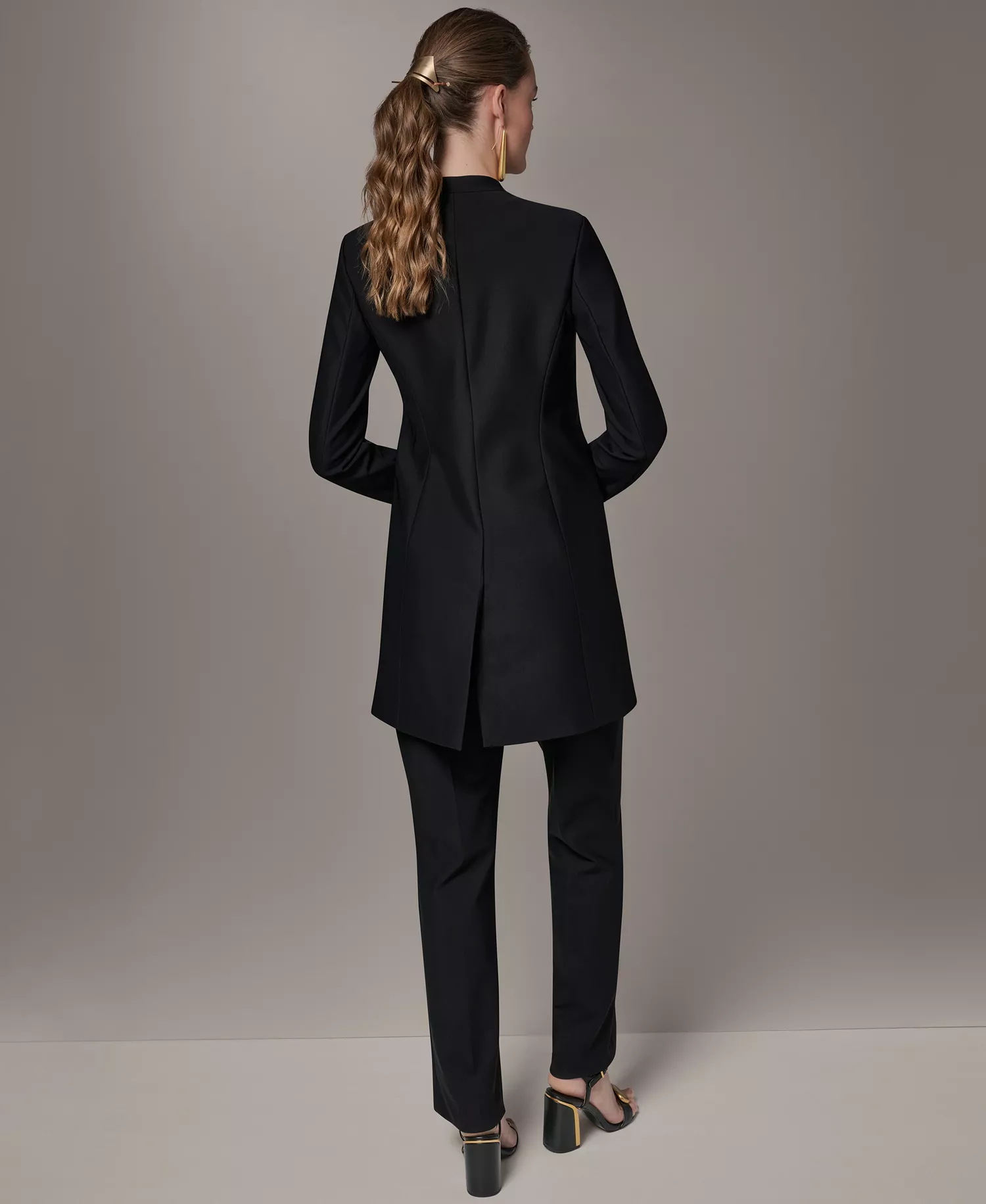 Petite Collarless Blazer - Black - 0P