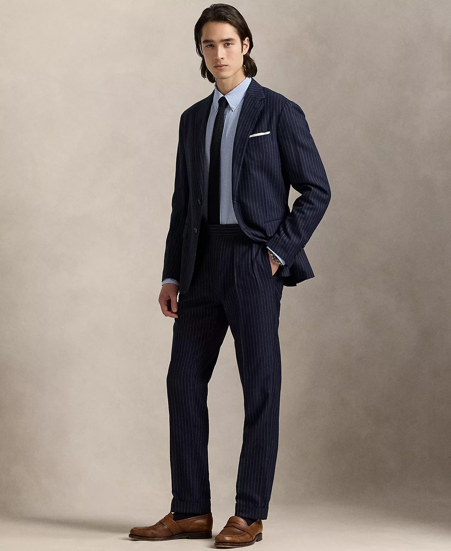 Men's Classic-Fit Gingham Stretch Poplin Shirt - Blue Fairway Houndstooth - 2XL