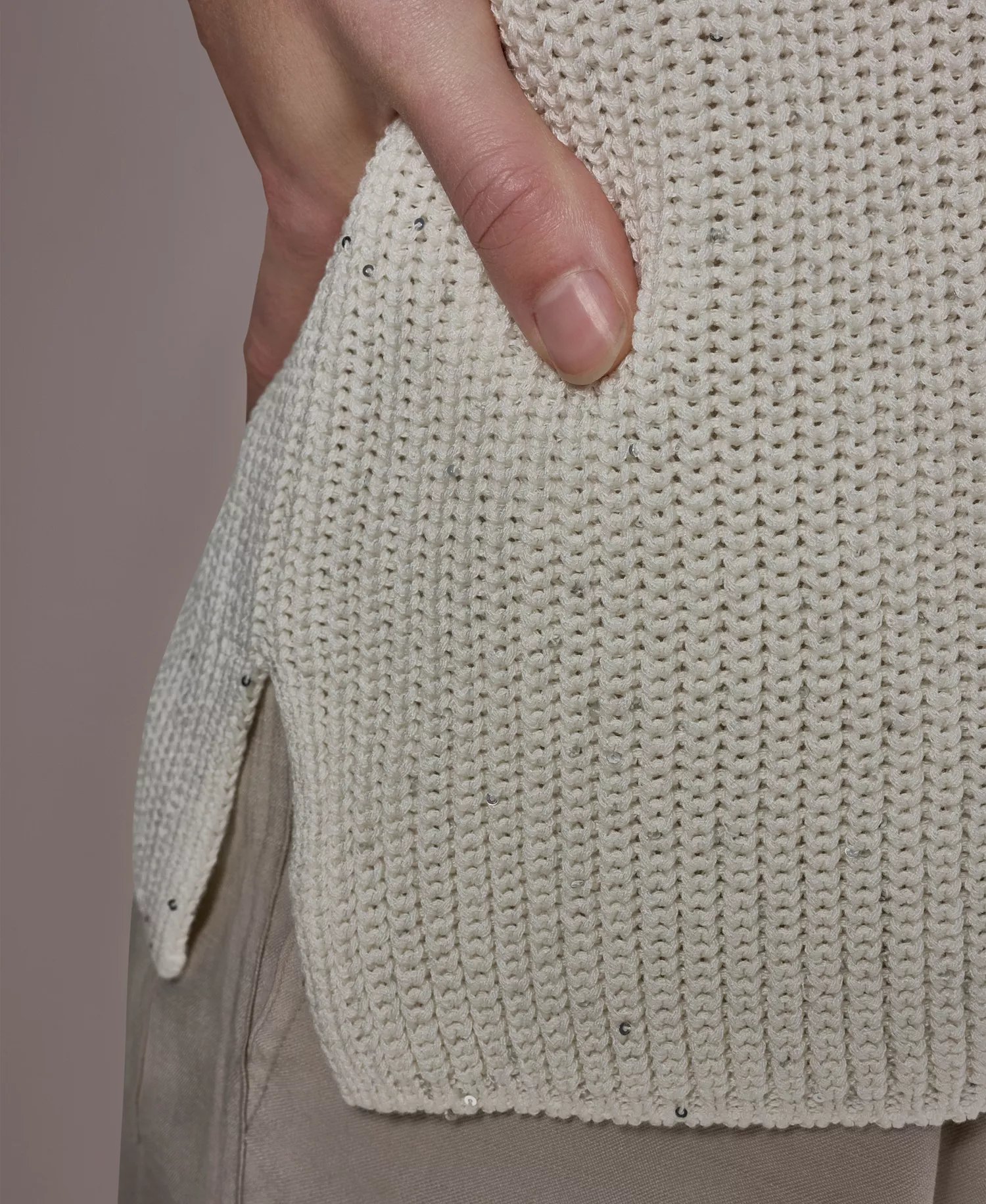 Women's Short-Sleeve Oversized Sweater - Cream - L