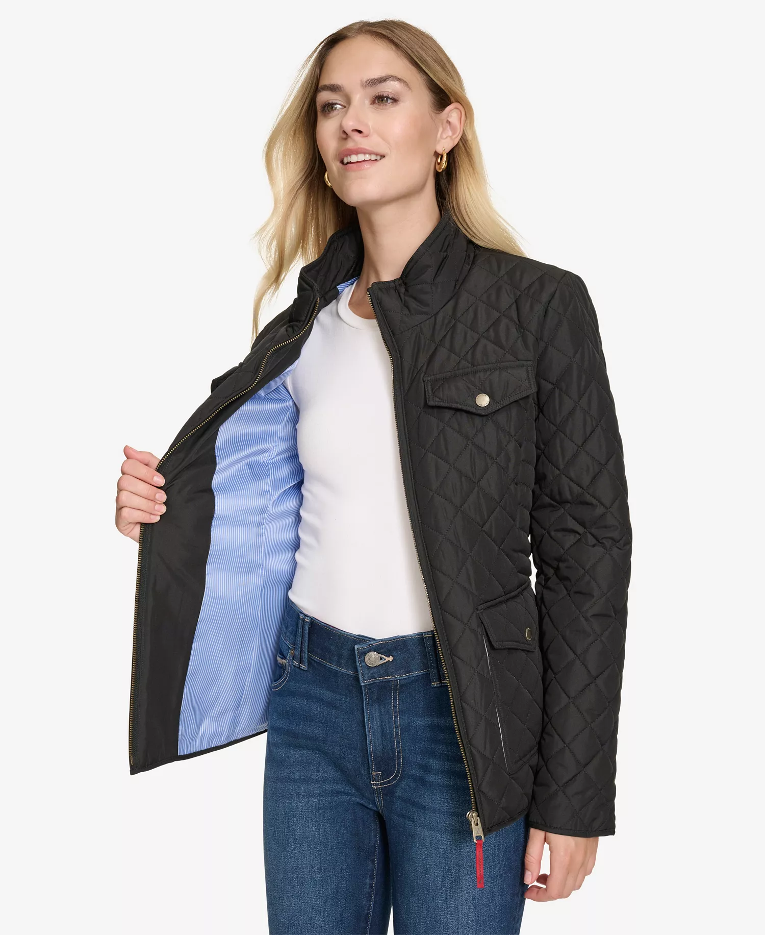 Nautica Women's Solid Quilted Jacket - Black - L