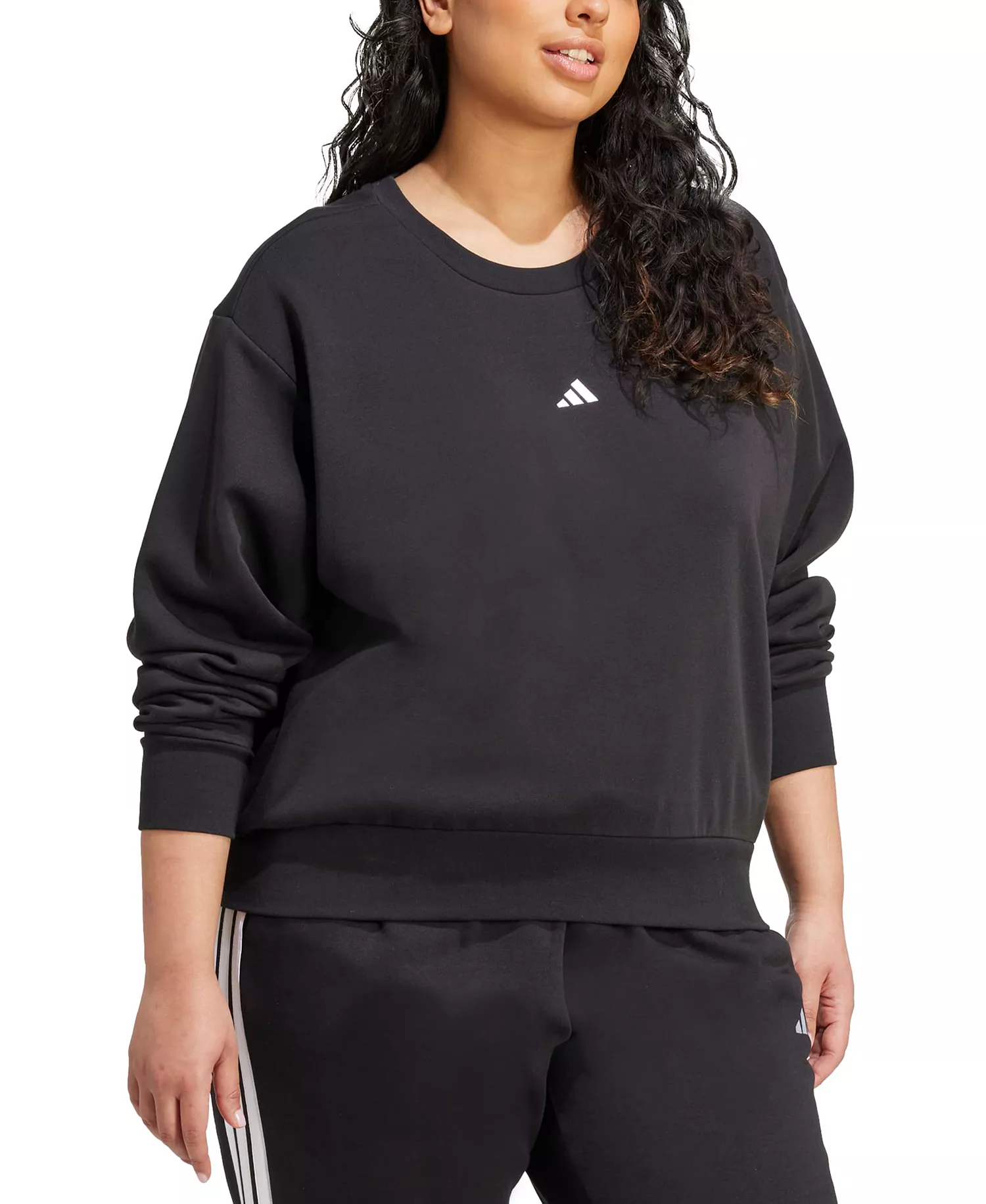 Plus Size Essentials Small-Logo Fleece Sweatshirt - Black - 1X