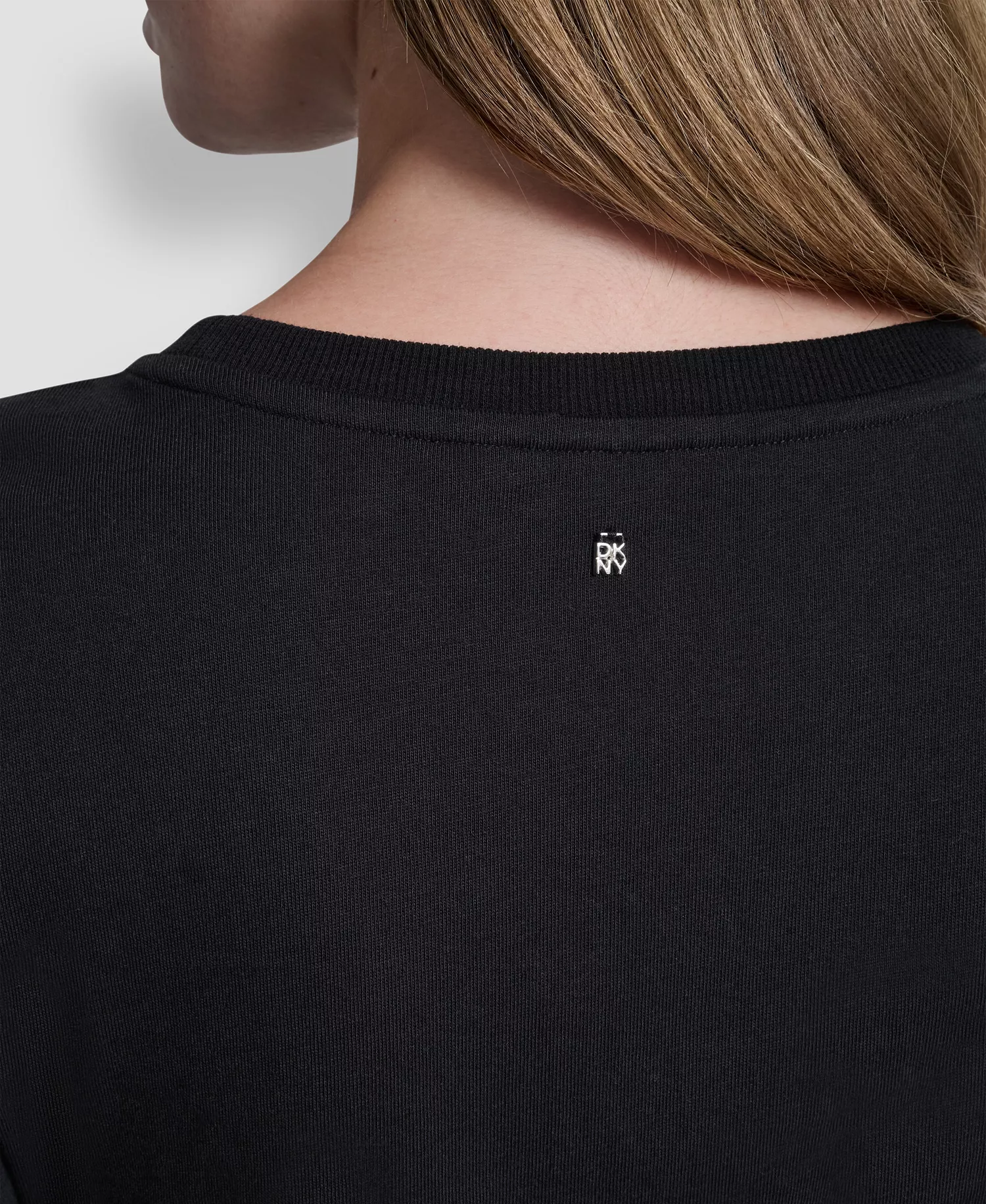 Women's Ruched Bodice Crew Neck Tier Long Dress - Black - L